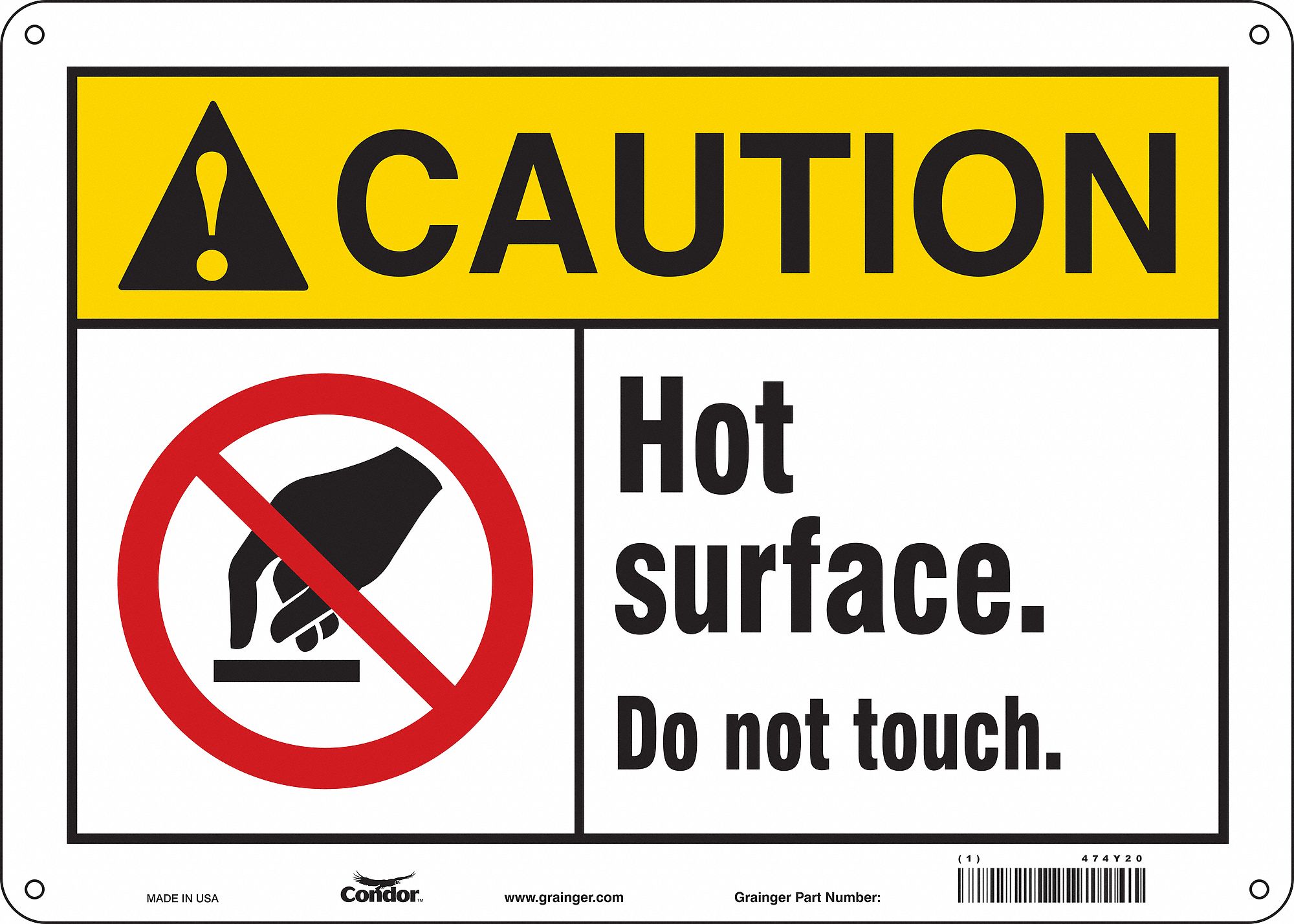 Safety Sign: Polyethylene, Mounting Holes Sign Mounting, 10 in x 14 in Nominal Sign Size
