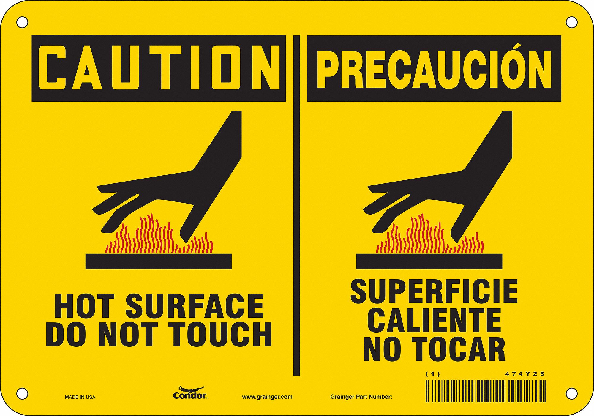 Safety Sign: Polyethylene, Mounting Holes Sign Mounting, 7 in x 10 in Nominal Sign Size