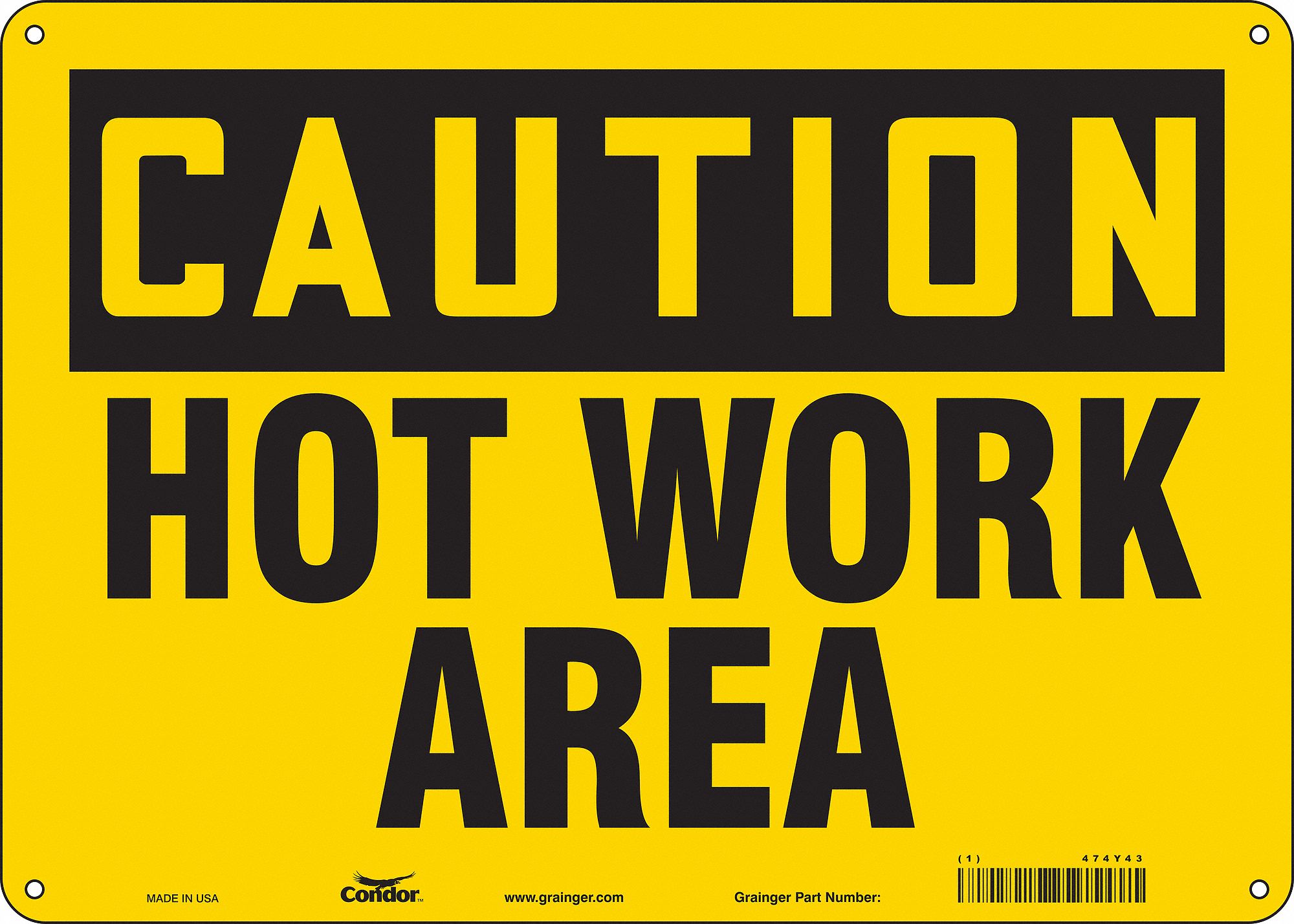 Safety Sign: Aluminum, Mounting Holes Sign Mounting, 10 in x 14 in Nominal Sign Size, 0.032 in Thick