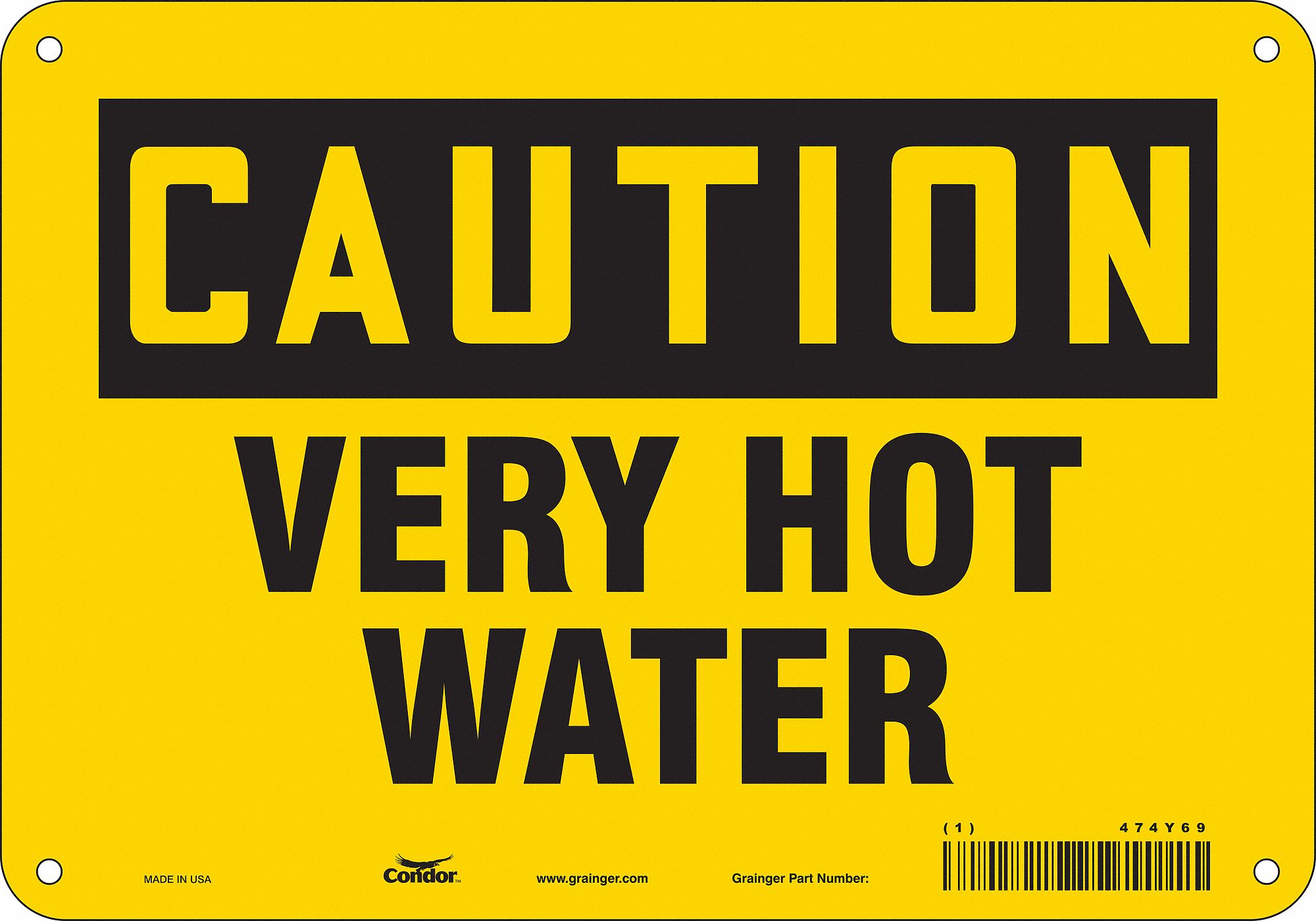 Safety Sign: Polyethylene, Mounting Holes Sign Mounting, 7 in x 10 in Nominal Sign Size, Caution