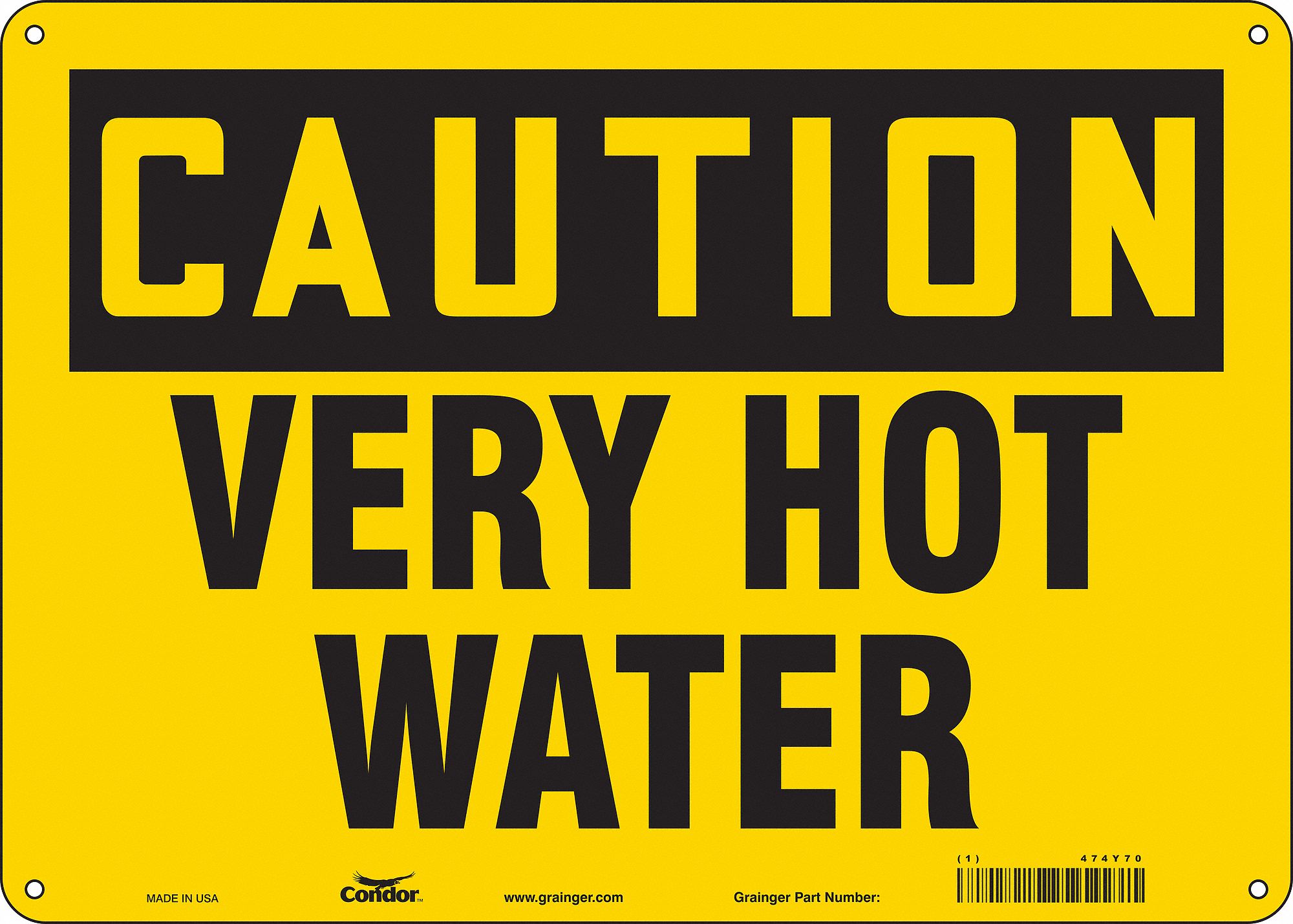 Safety Sign: Polyethylene, Mounting Holes Sign Mounting, 10 in x 14 in Nominal Sign Size, Caution