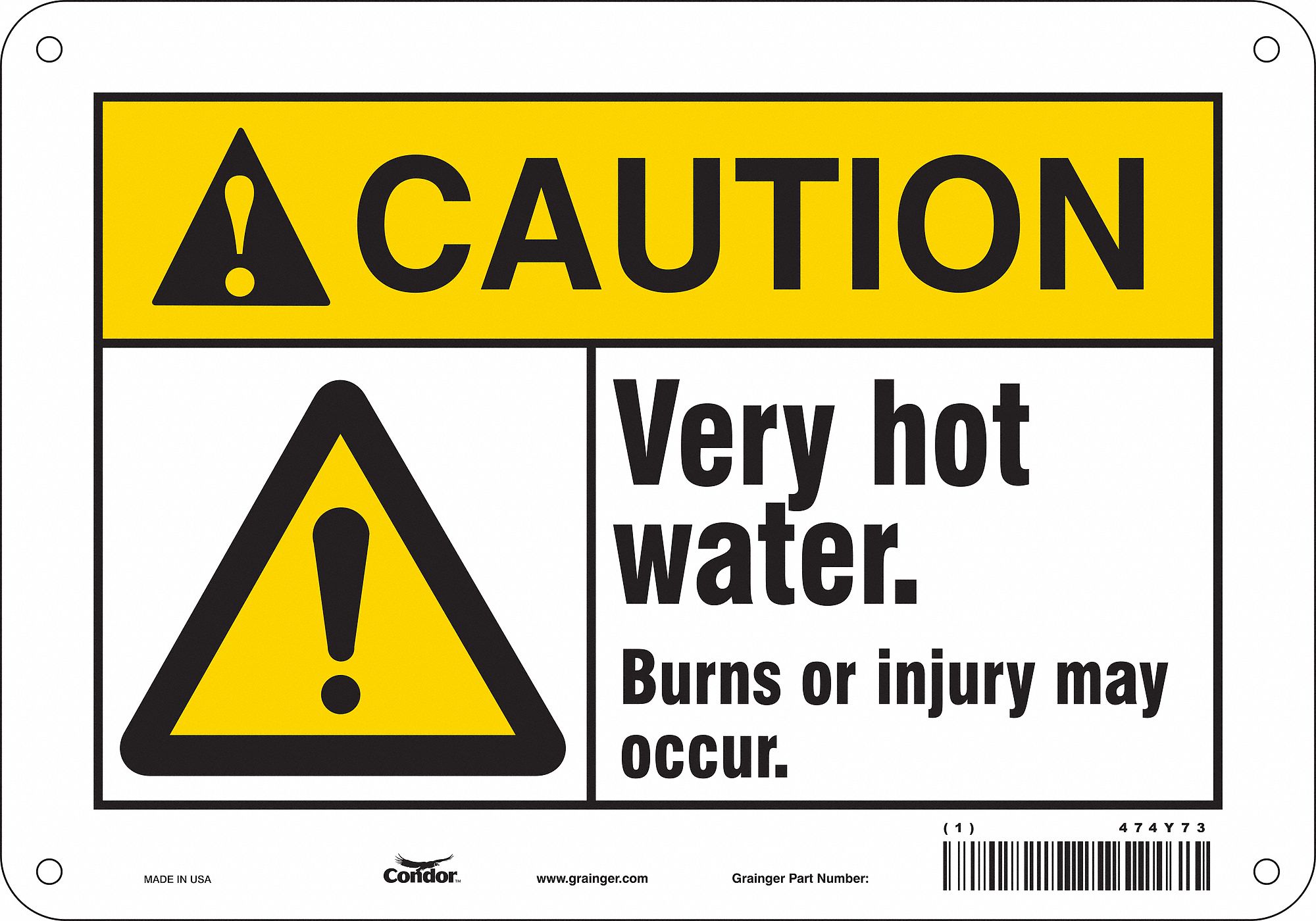 Safety Sign: Aluminum, Mounting Holes Sign Mounting, 7 in x 10 in Nominal Sign Size, 0.032 in Thick