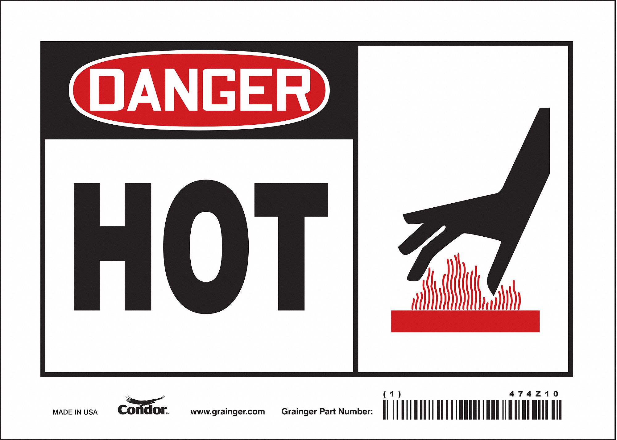 Safety Sign: Vinyl, Adhesive Sign Mounting, 5 in x 7 in Nominal Sign Size, Not Retroreflective