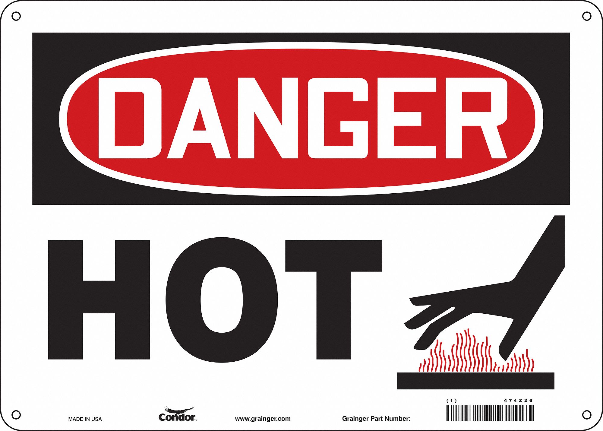 Safety Sign: Polyethylene, Mounting Holes Sign Mounting, 10 in x 14 in Nominal Sign Size