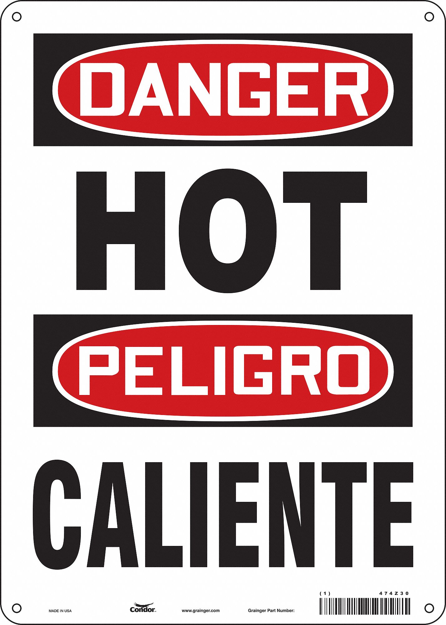 Safety Sign: Aluminum, Mounting Holes Sign Mounting, 14 in x 10 in Nominal Sign Size, 0.032 in Thick