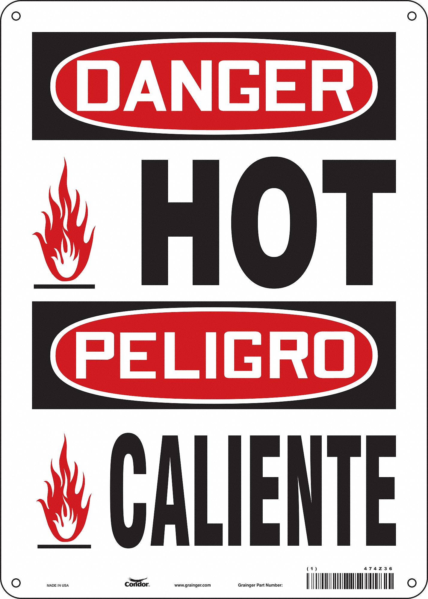 Safety Sign: Aluminum, Mounting Holes Sign Mounting, 14 in x 10 in Nominal Sign Size, 0.032 in Thick