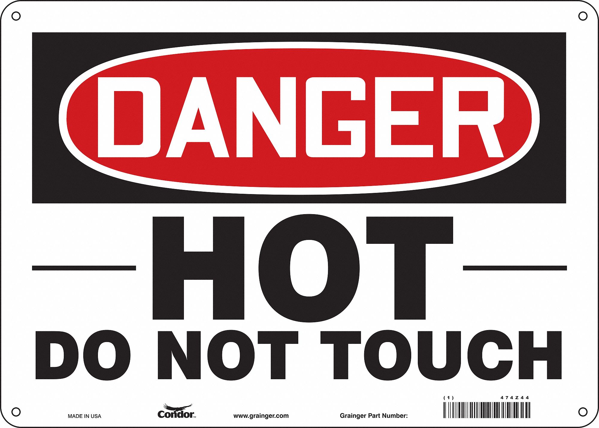 Safety Sign: Polyethylene, Mounting Holes Sign Mounting, 10 in x 14 in Nominal Sign Size
