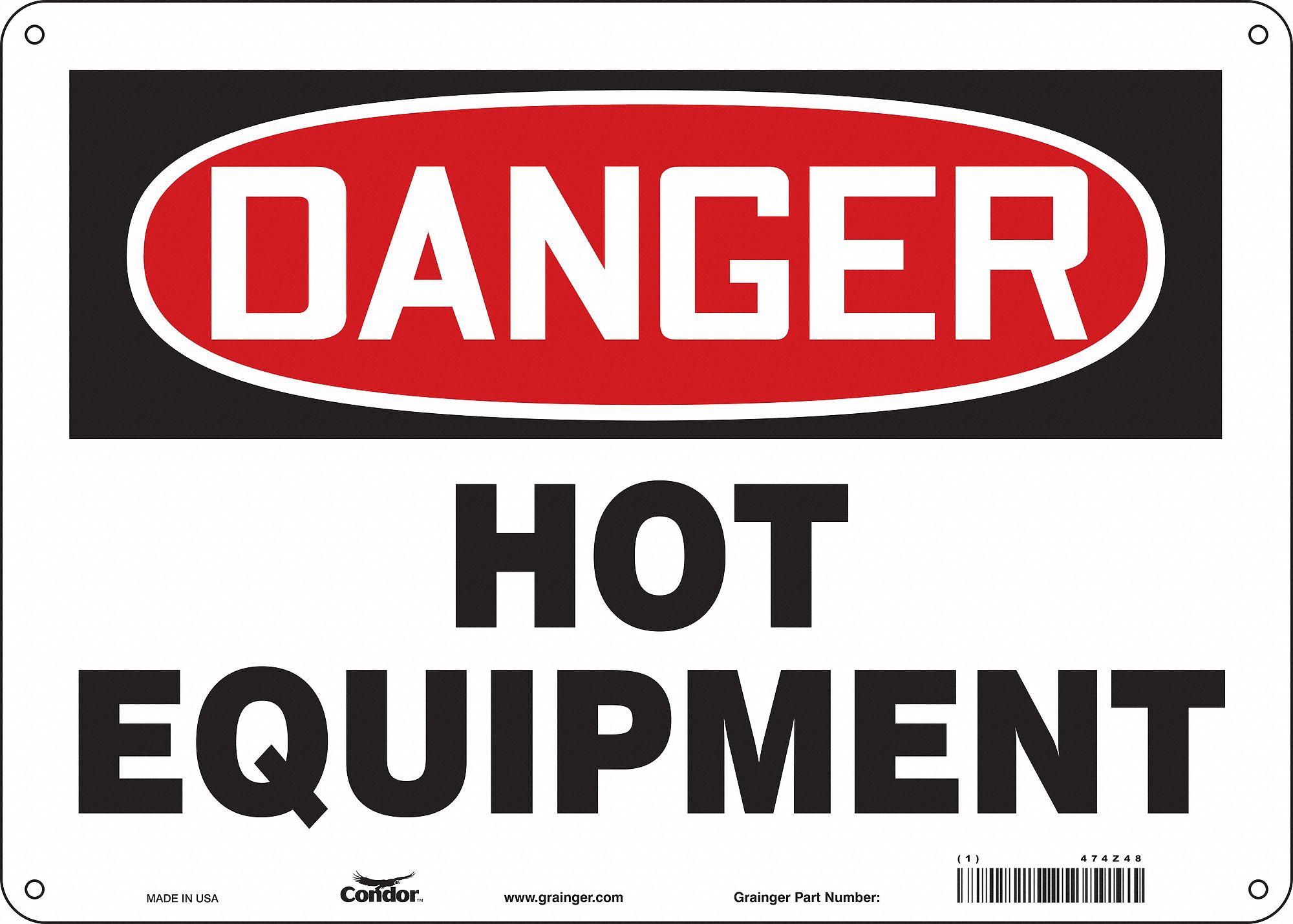 Safety Sign: Aluminum, Mounting Holes Sign Mounting, 10 in x 14 in Nominal Sign Size, 0.032 in Thick