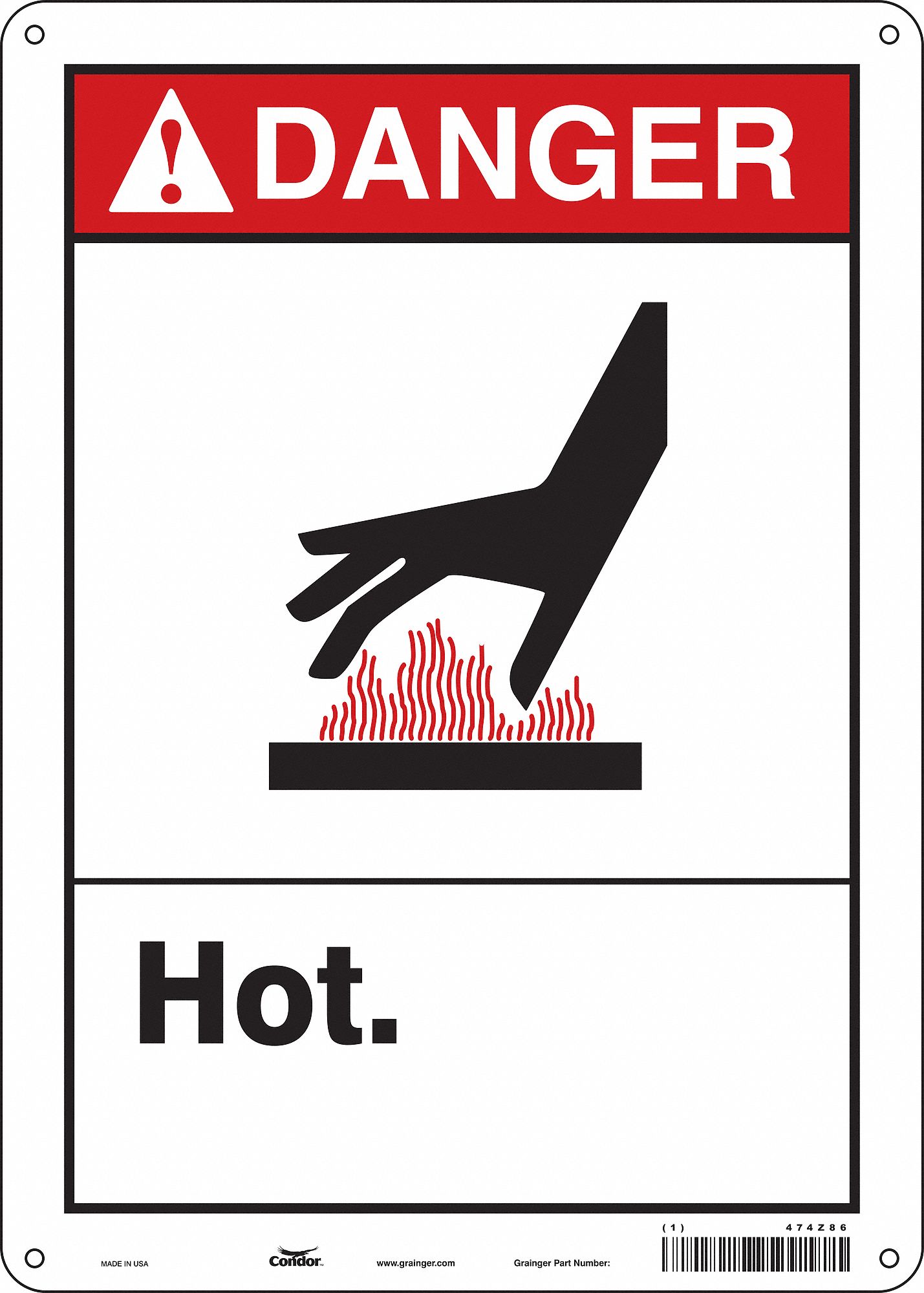 Safety Sign: Aluminum, Mounting Holes Sign Mounting, 14 in x 10 in Nominal Sign Size, 0.032 in Thick