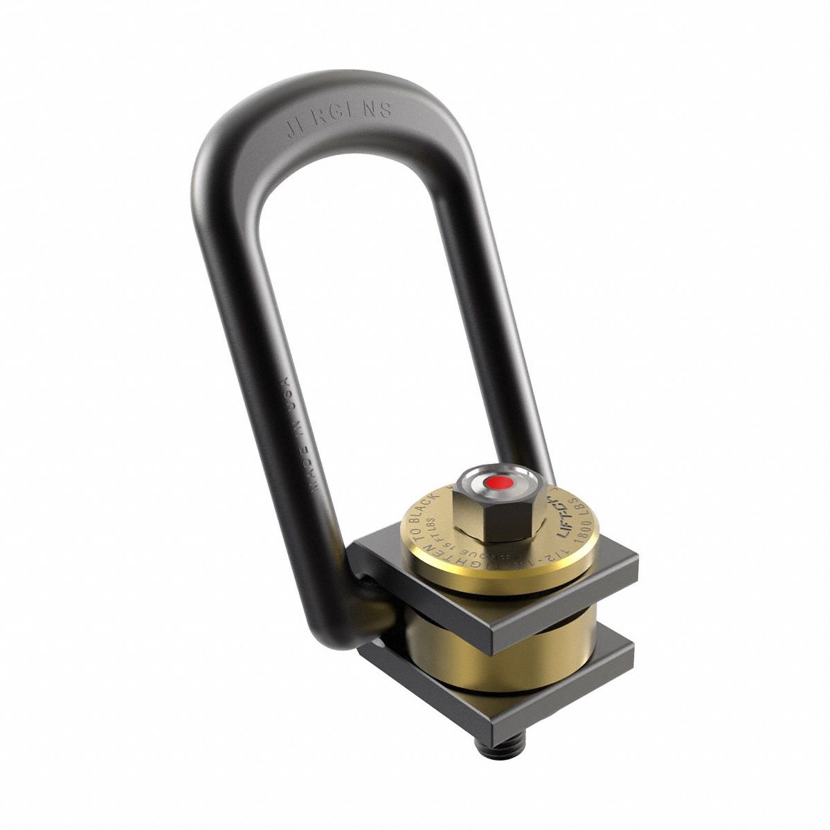 JERGENS Hoist Ring: Pivot/Swivel, w/Indicator, 1"-8, Max. 7,100 lb, Lifting/Side-Pulling (MPN 47536LC). Key specifications — Brand: JERGENS; Thread Size: 1"-8; Operation: Lifting.