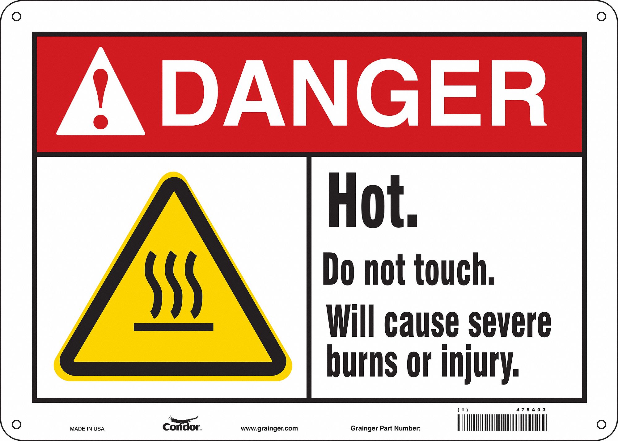 Safety Sign: Polyethylene, Mounting Holes Sign Mounting, 10 in x 14 in Nominal Sign Size