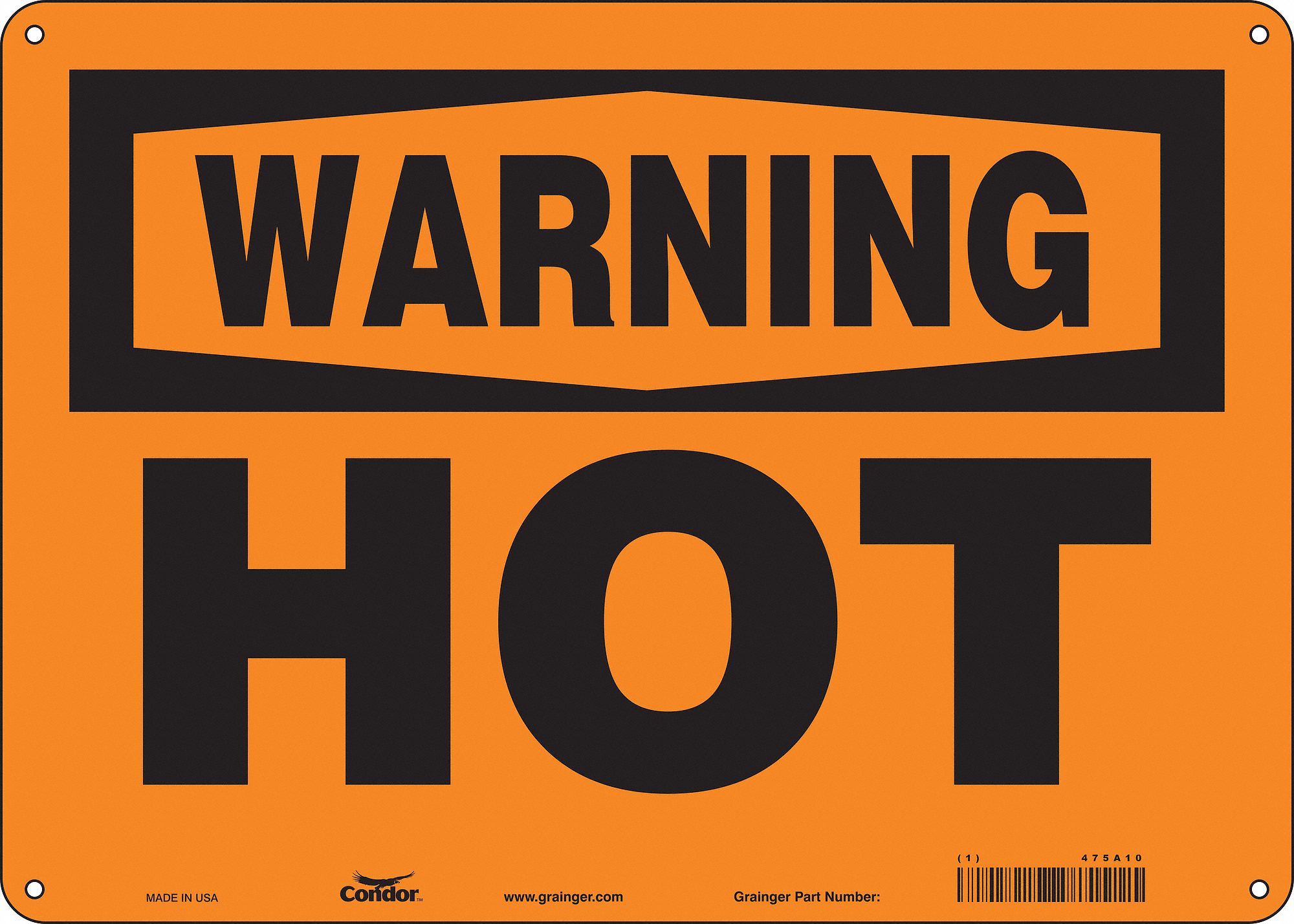 Safety Sign: Polyethylene, Mounting Holes Sign Mounting, 10 in x 14 in Nominal Sign Size