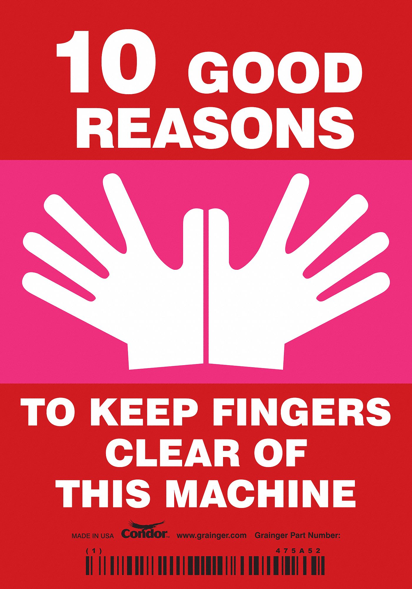 Safety Sign: Vinyl, Adhesive Sign Mounting, 5 in x 3 1/2 in Nominal Sign Size, 0.004 in Thick, 5 PK