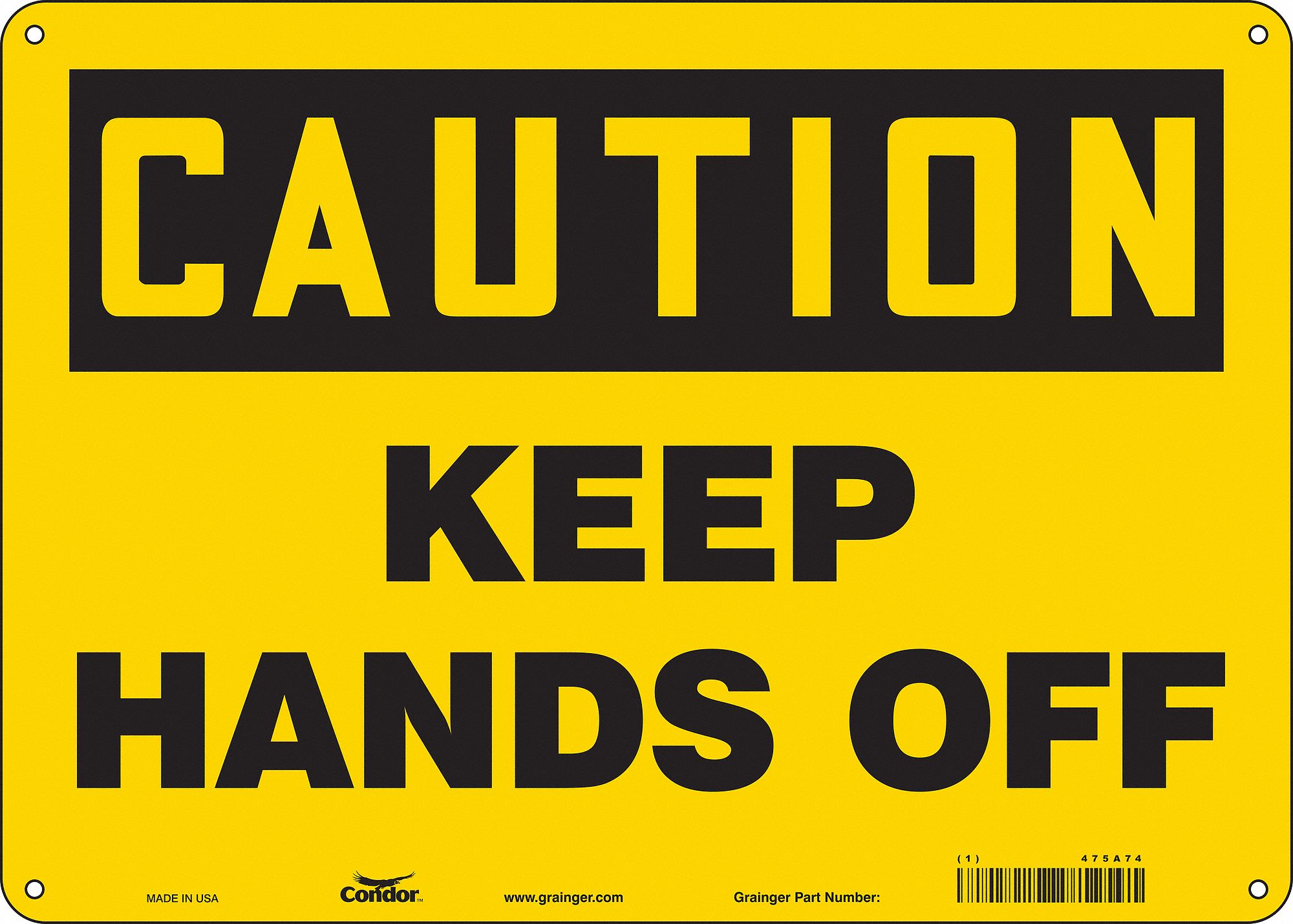Safety Sign: Polyethylene, Mounting Holes Sign Mounting, 10 in x 14 in Nominal Sign Size, Caution