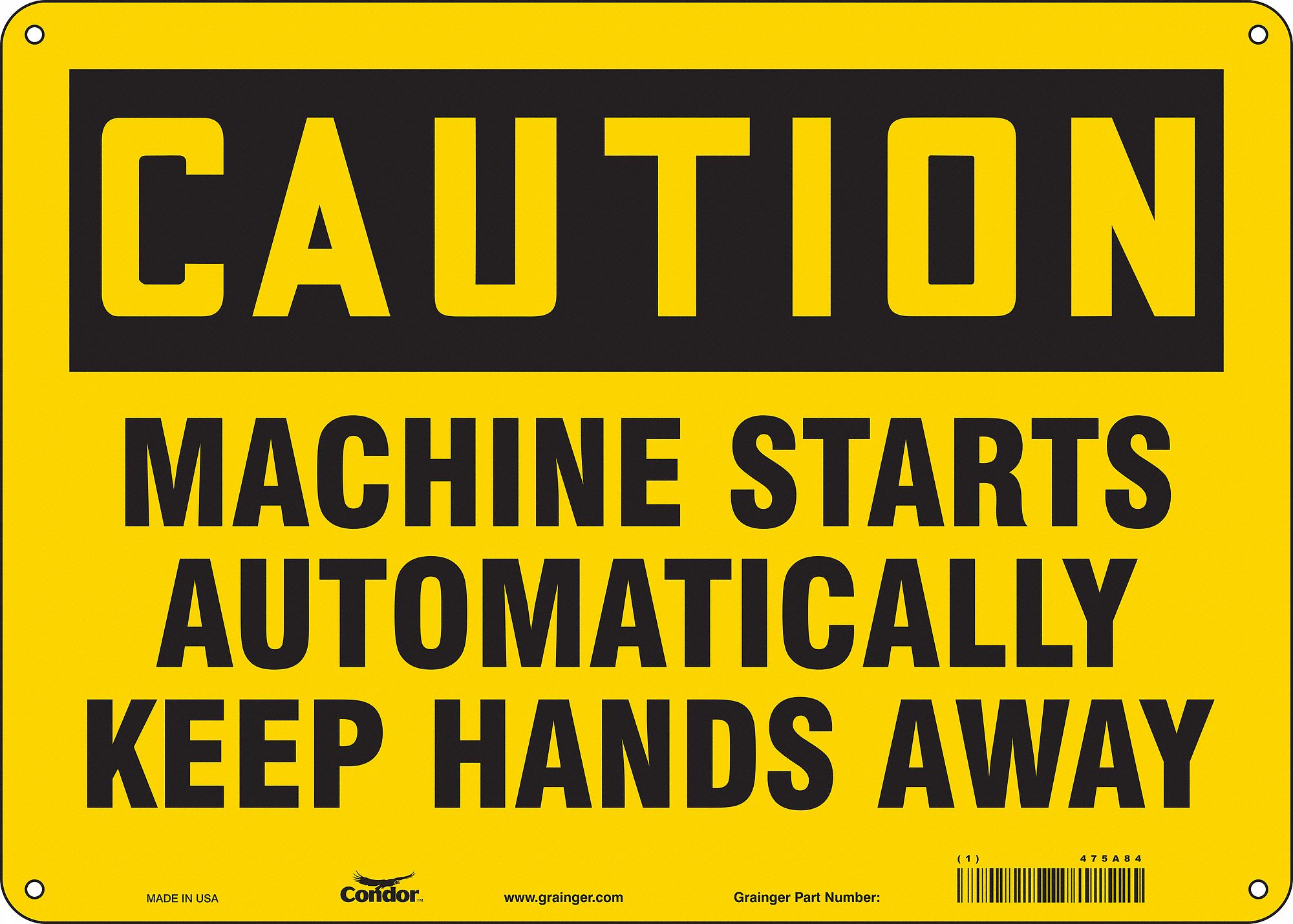 Safety Sign: Aluminum, Mounting Holes Sign Mounting, 10 in x 14 in Nominal Sign Size, 0.032 in Thick