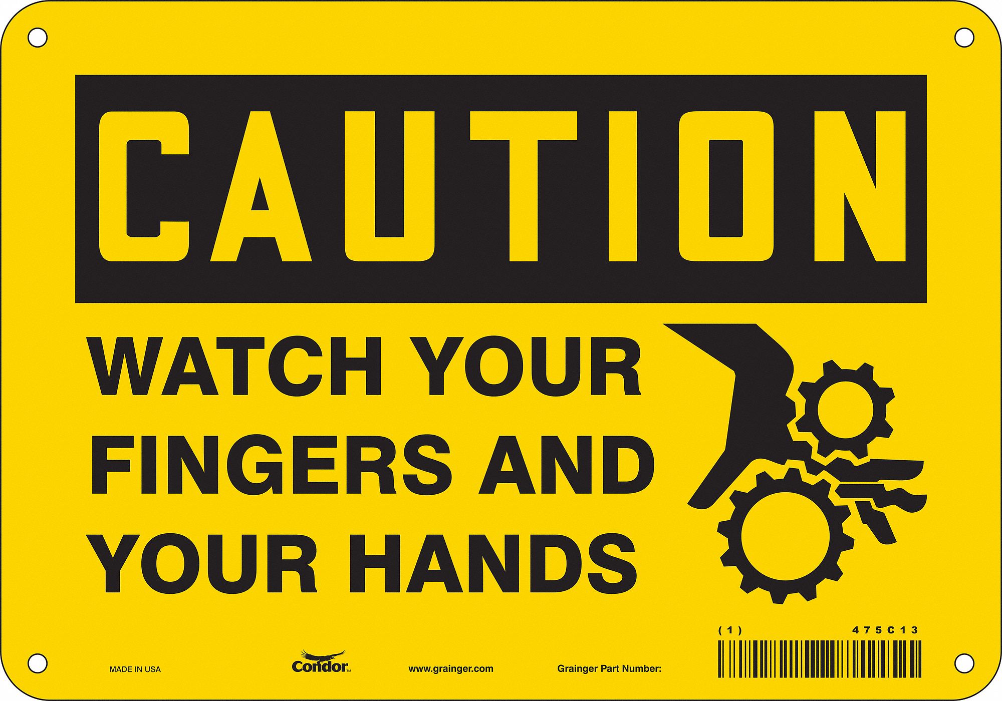 Safety Sign: Aluminum, Mounting Holes Sign Mounting, 7 in x 10 in Nominal Sign Size, 0.032 in Thick