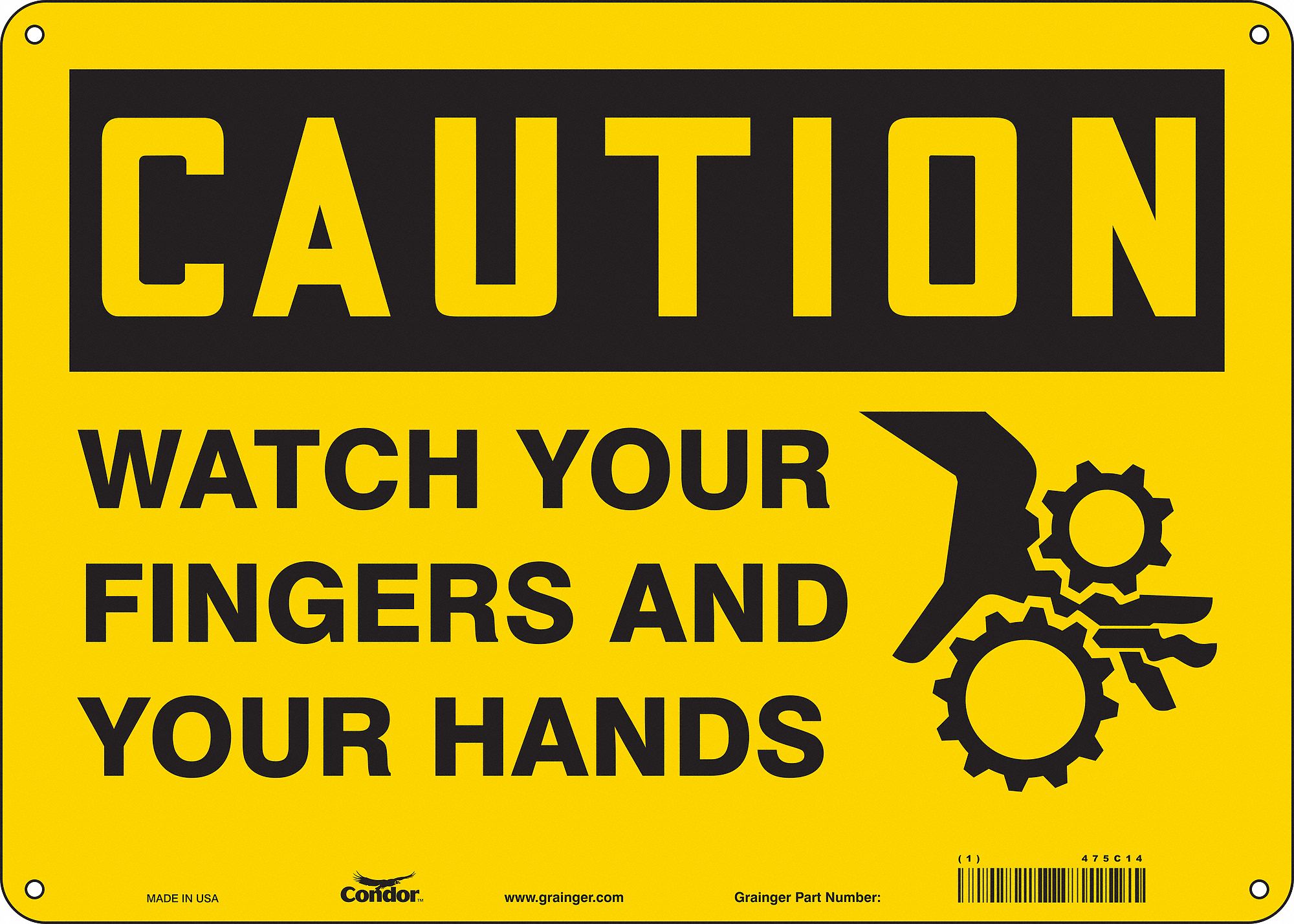 Safety Sign: Aluminum, Mounting Holes Sign Mounting, 10 in x 14 in Nominal Sign Size, 0.032 in Thick
