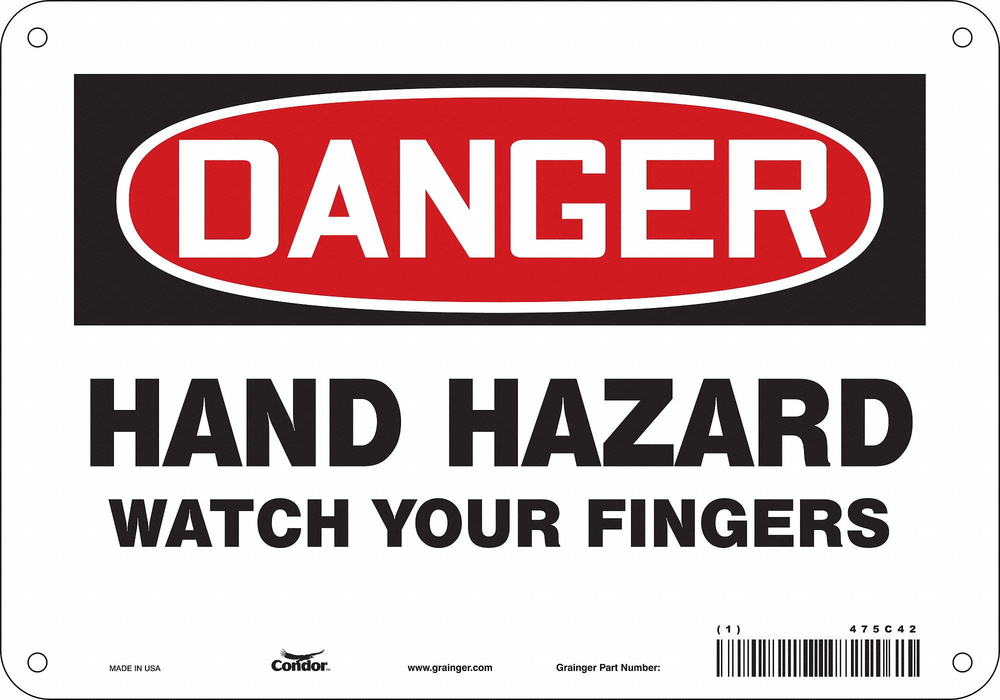 Safety Sign: Aluminum, Mounting Holes Sign Mounting, 7 in x 10 in Nominal Sign Size, 0.032 in Thick
