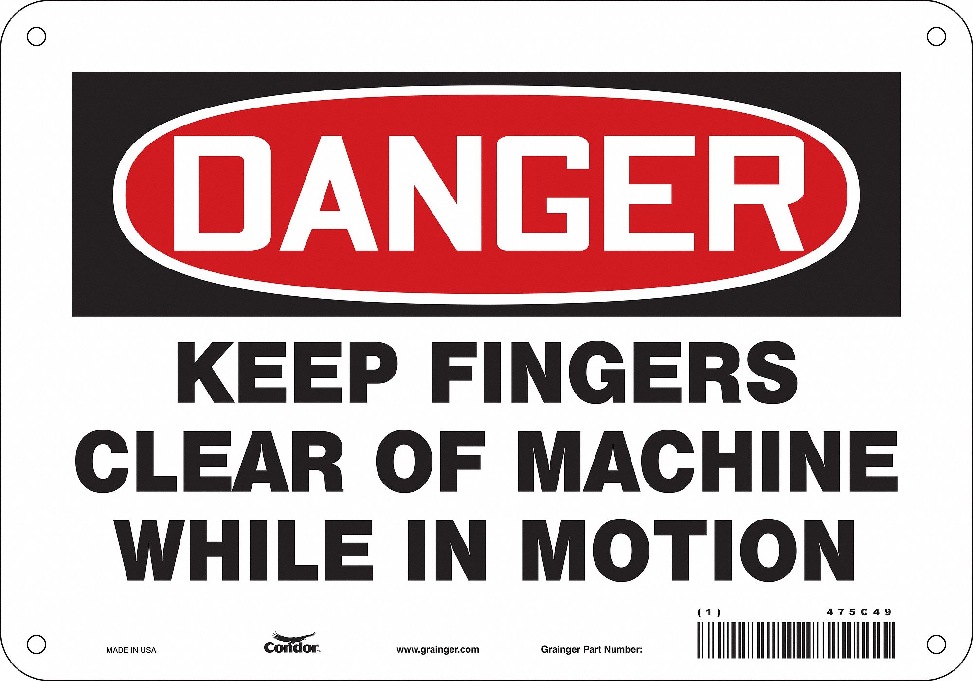 Safety Sign: Aluminum, Mounting Holes Sign Mounting, 7 in x 10 in Nominal Sign Size, 0.032 in Thick