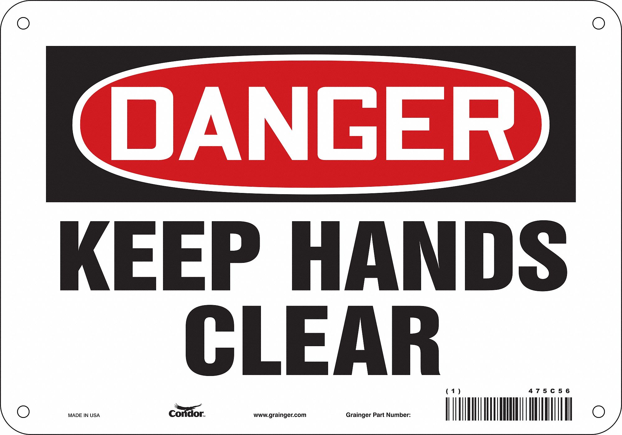 Safety Sign: Aluminum, Mounting Holes Sign Mounting, 7 in x 10 in Nominal Sign Size, 0.032 in Thick