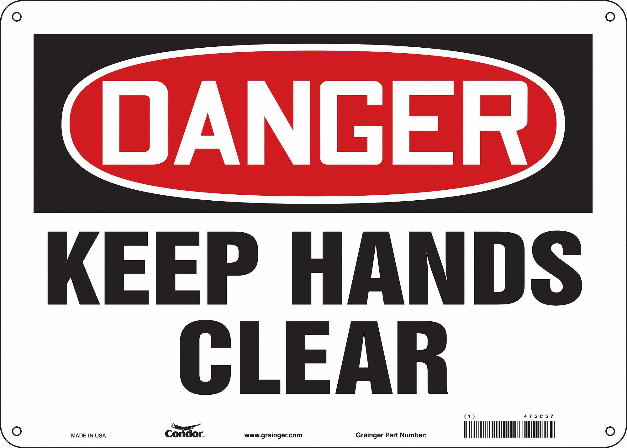 Safety Sign: Aluminum, Mounting Holes Sign Mounting, 10 in x 14 in Nominal Sign Size, 0.032 in Thick