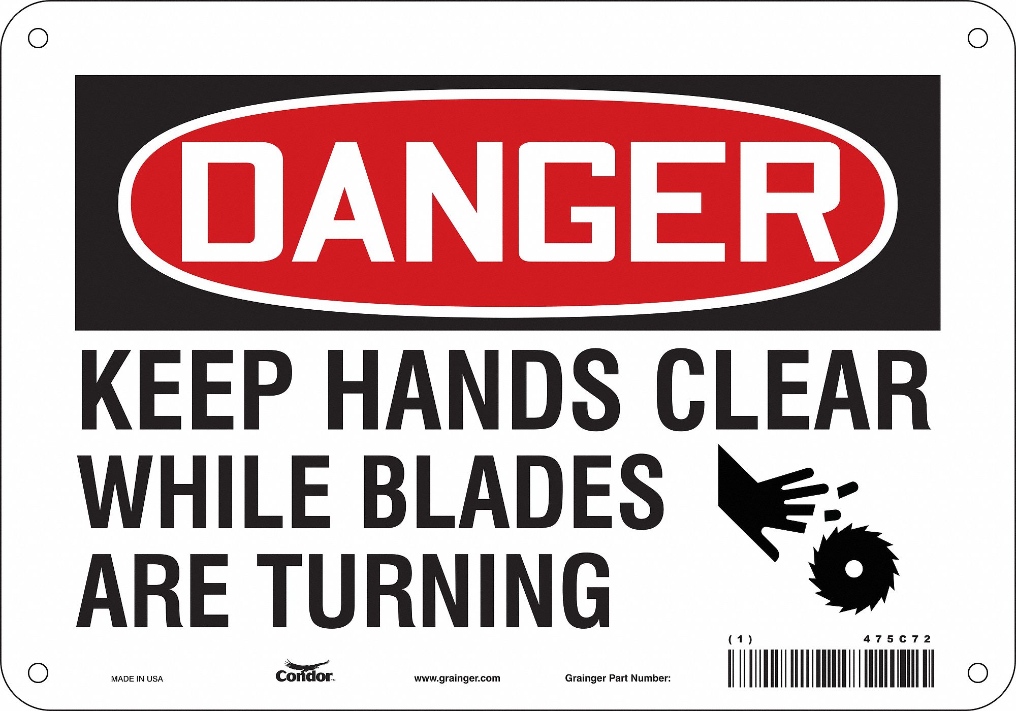 Safety Sign: Polyethylene, Mounting Holes Sign Mounting, 7 in x 10 in Nominal Sign Size, Danger
