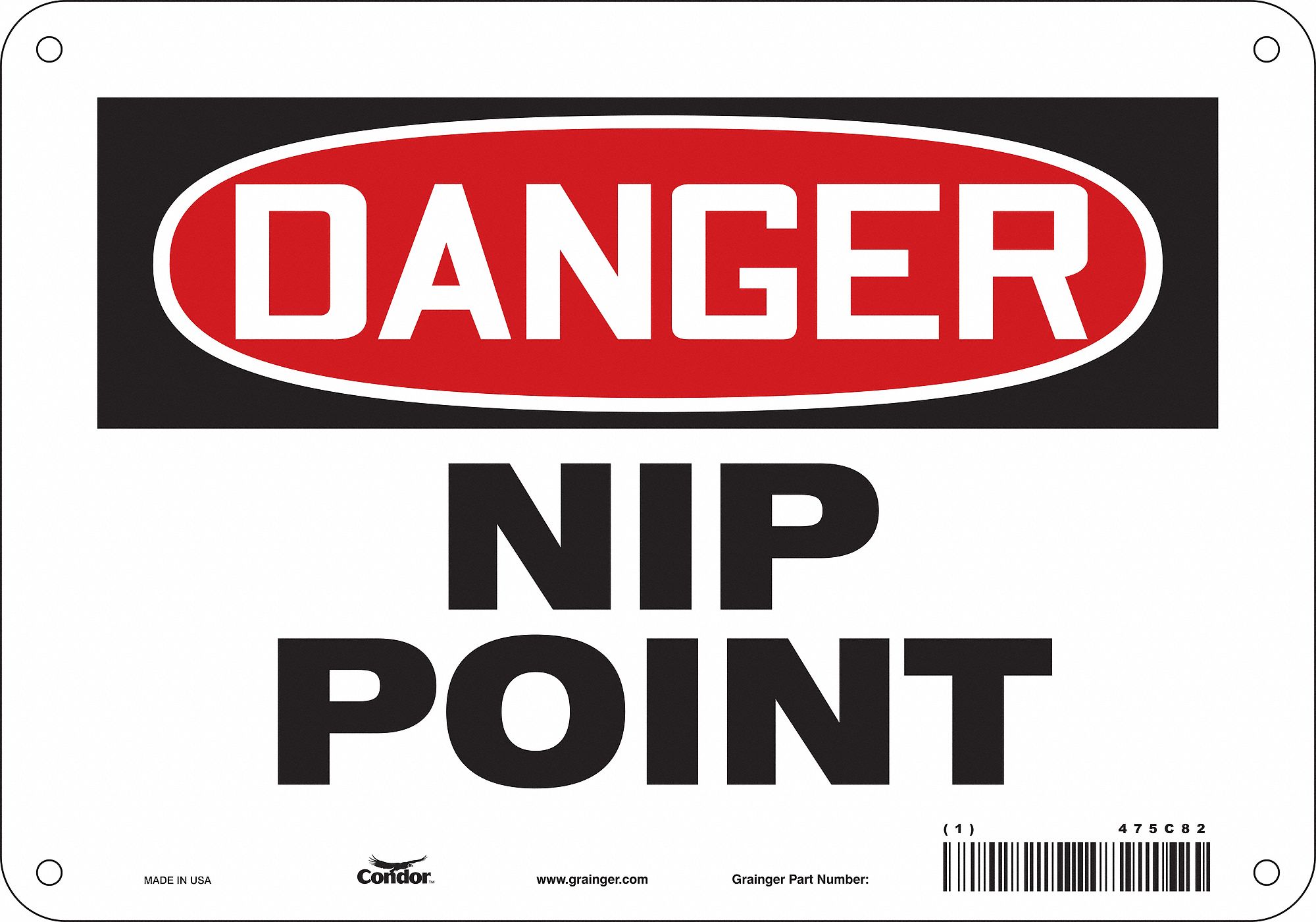Safety Sign: Aluminum, Mounting Holes Sign Mounting, 7 in x 10 in Nominal Sign Size, 0.032 in Thick
