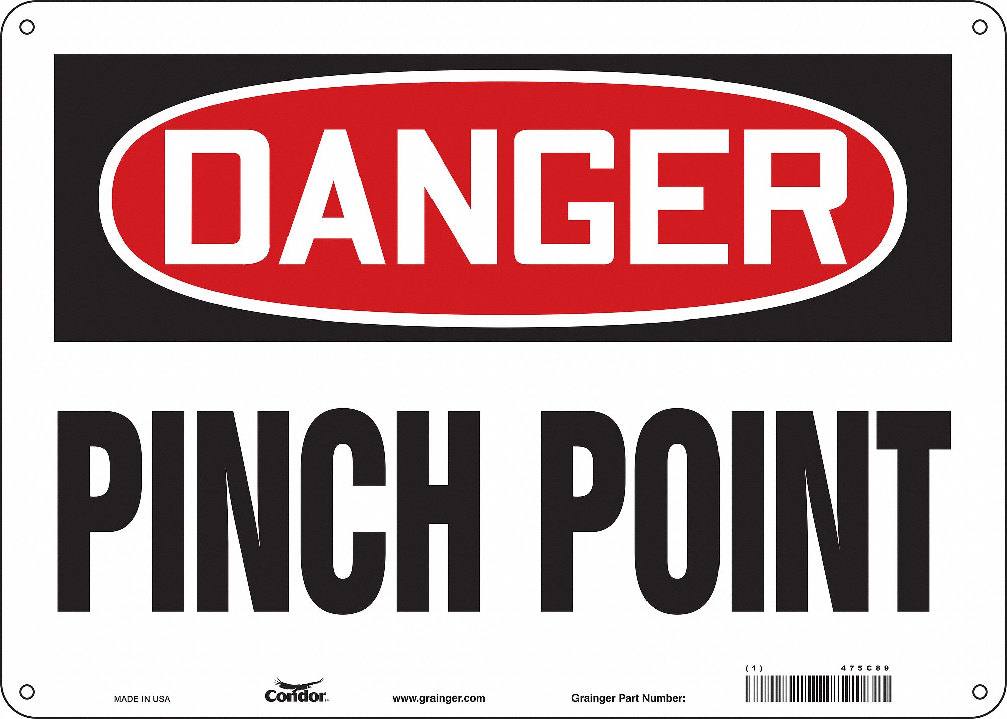 Safety Sign: Aluminum, Mounting Holes Sign Mounting, 10 in x 14 in Nominal Sign Size, 0.032 in Thick