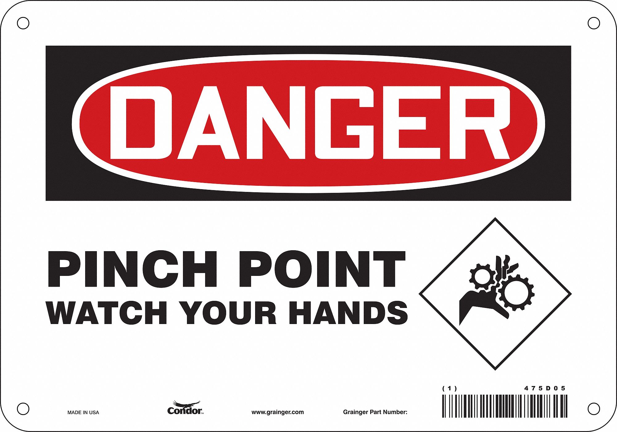 PANNEAU SECURITE,7PO X 10PO,POLYETHYLENE