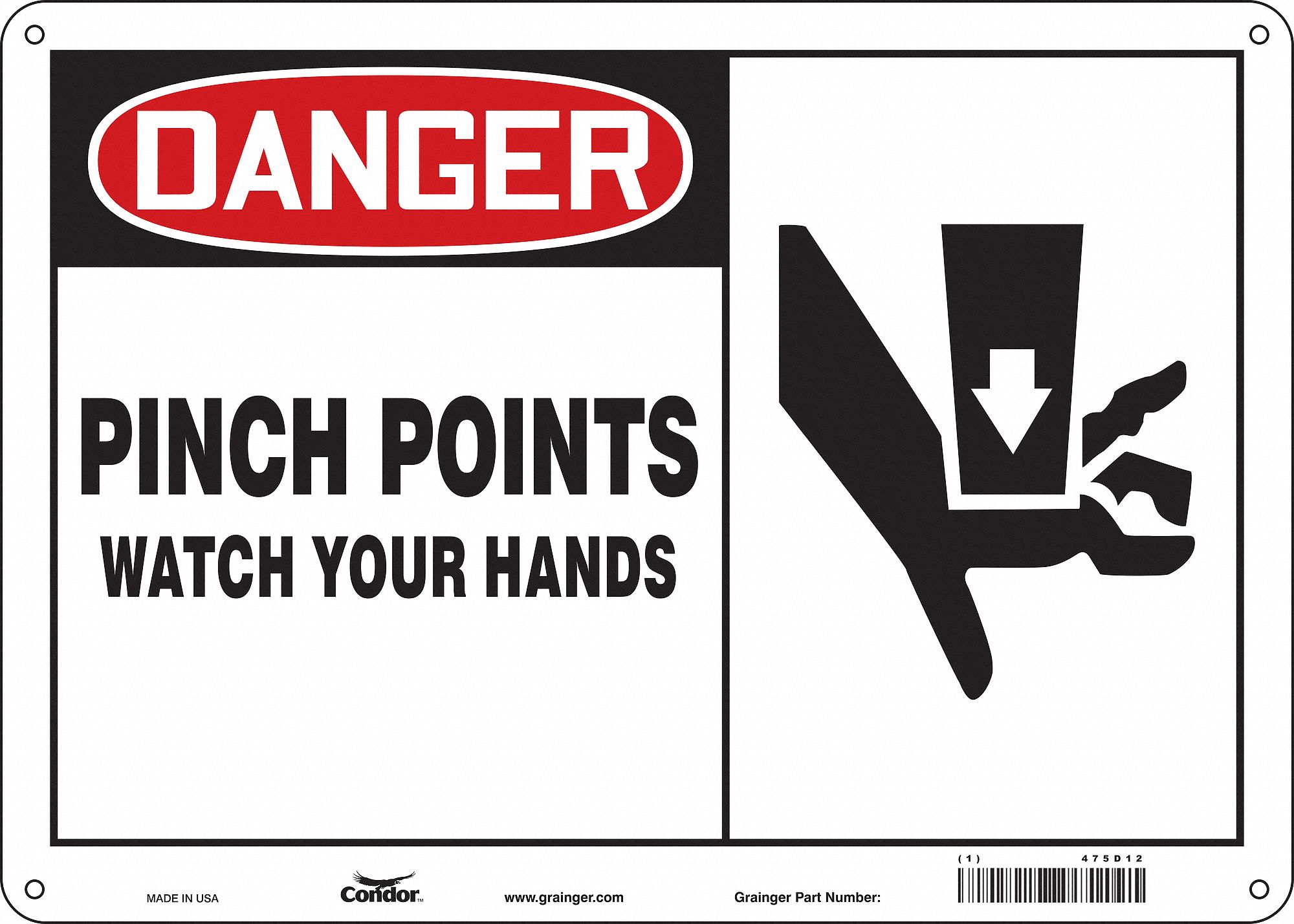 Safety Sign: Aluminum, Mounting Holes Sign Mounting, 10 in x 14 in Nominal Sign Size, 0.032 in Thick