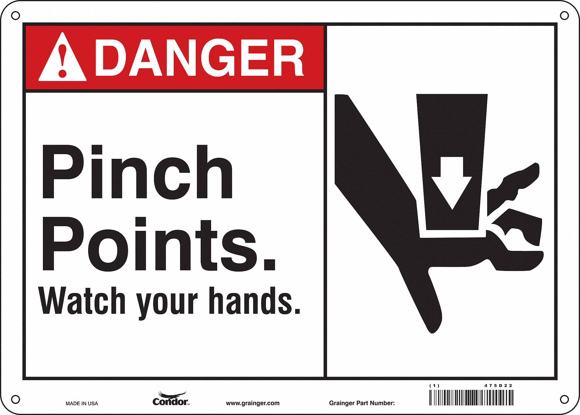 Safety Sign: Polyethylene, Mounting Holes Sign Mounting, 10 in x 14 in Nominal Sign Size, Danger