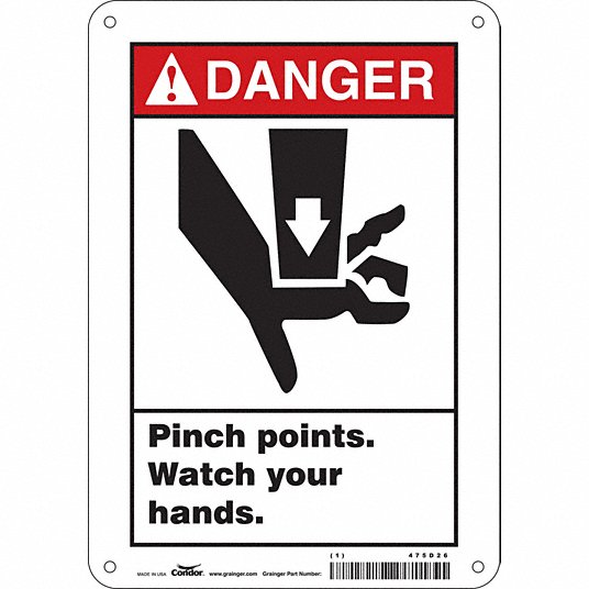 CONDOR Safety Sign, Sign Format ANSI/OSHA Format, Pinch Points. Watch ...