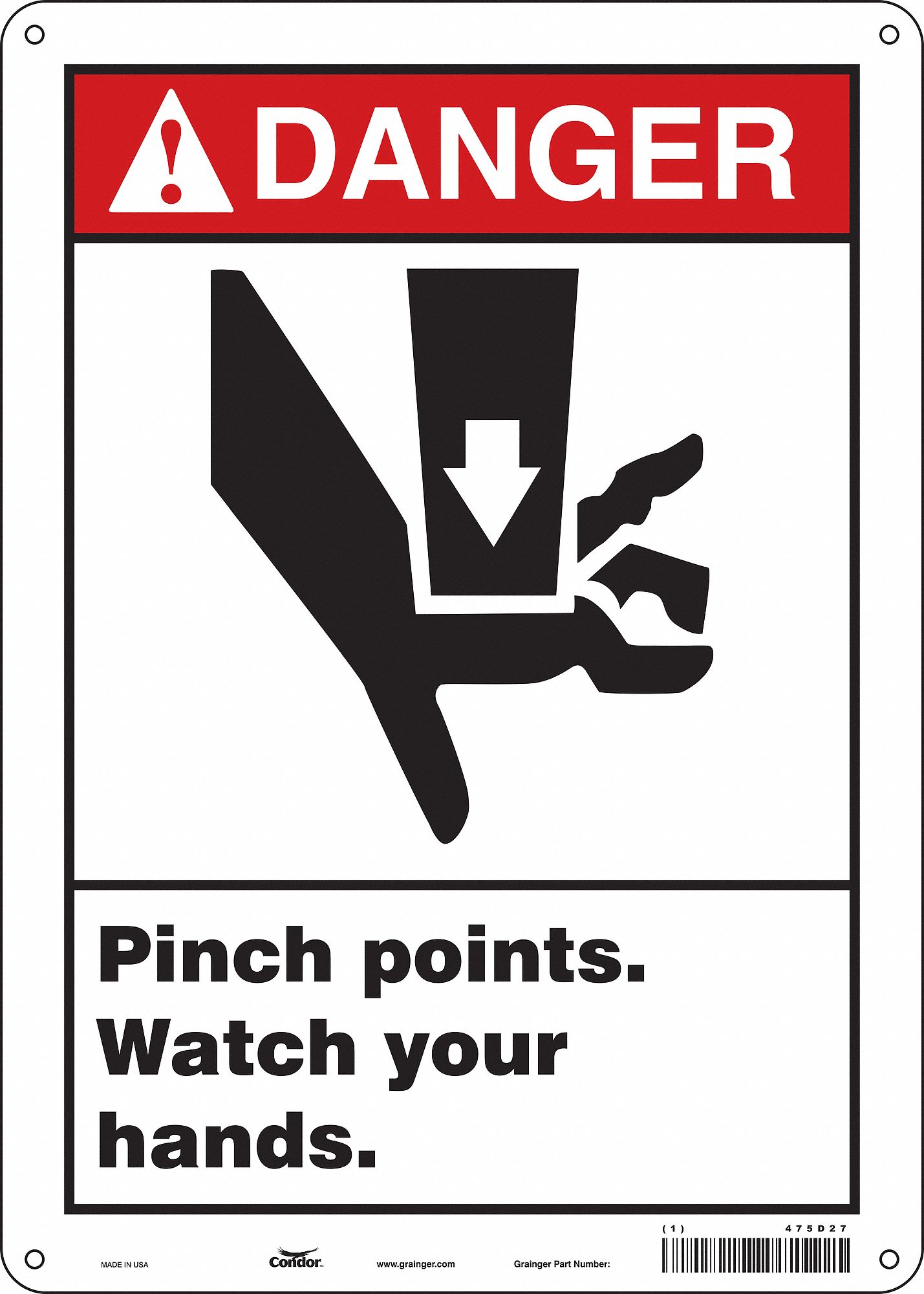 Safety Sign: Aluminum, Mounting Holes Sign Mounting, 14 in x 10 in Nominal Sign Size, 0.032 in Thick