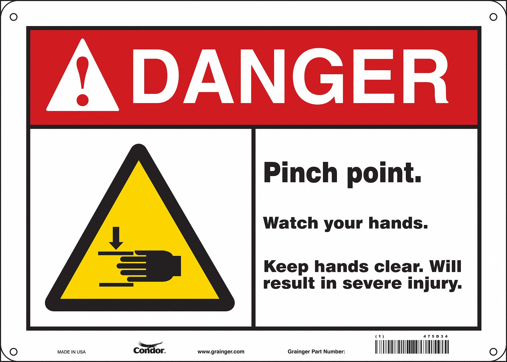 Safety Sign: Aluminum, Mounting Holes Sign Mounting, 10 in x 14 in Nominal Sign Size, 0.032 in Thick