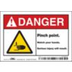 Danger: Pinch Points. Watch Your Hands. Serious Injury Will Result Signs