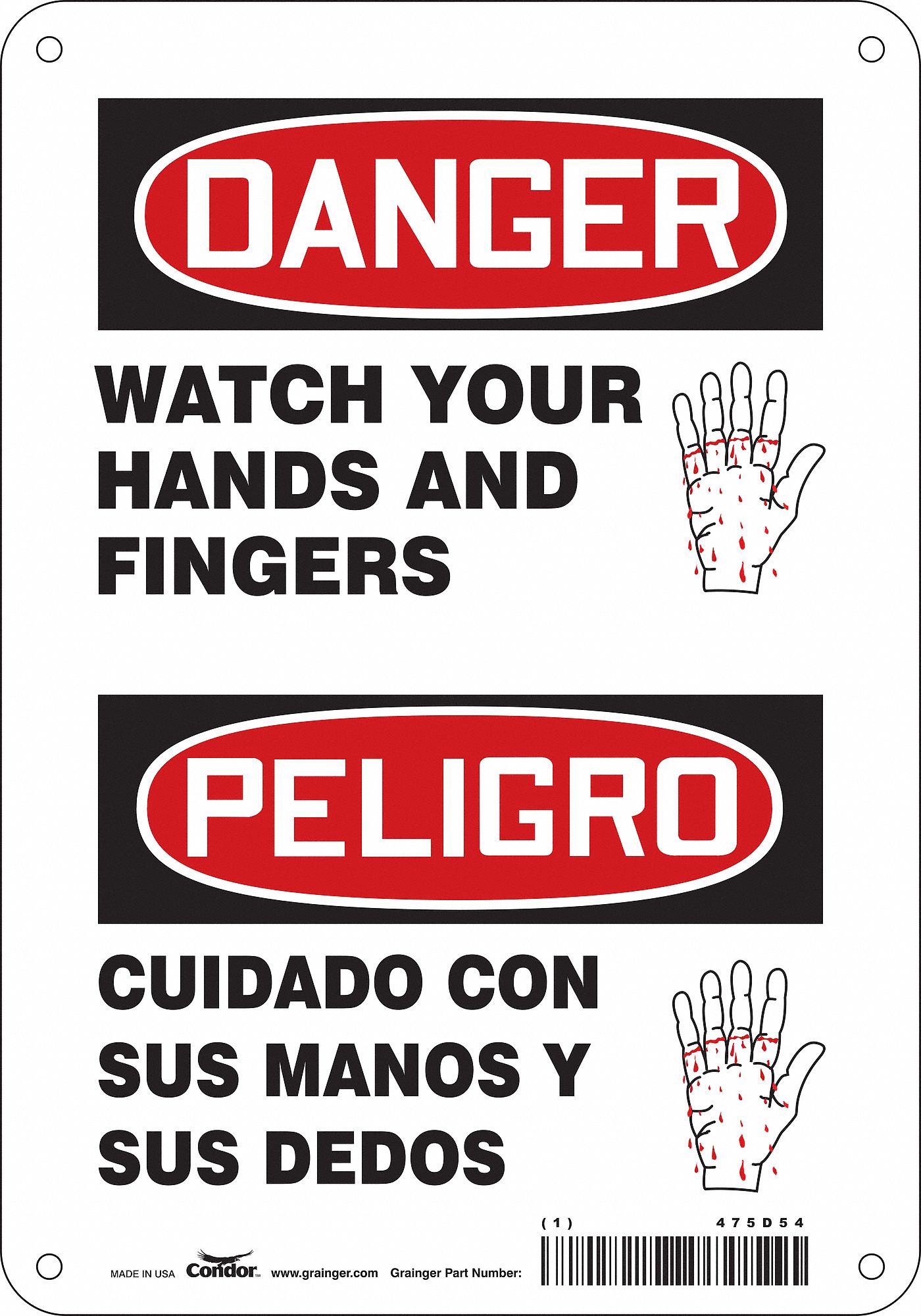 Safety Sign: Aluminum, Mounting Holes Sign Mounting, 10 in x 7 in Nominal Sign Size, 0.032 in Thick