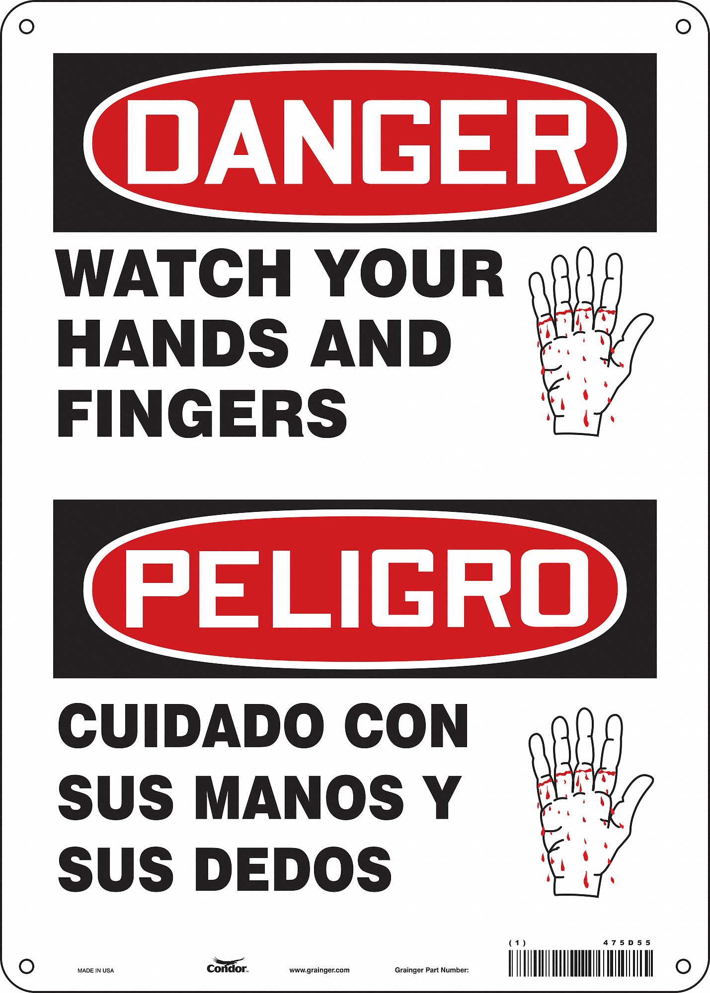 Safety Sign: Aluminum, Mounting Holes Sign Mounting, 14 in x 10 in Nominal Sign Size, 0.032 in Thick
