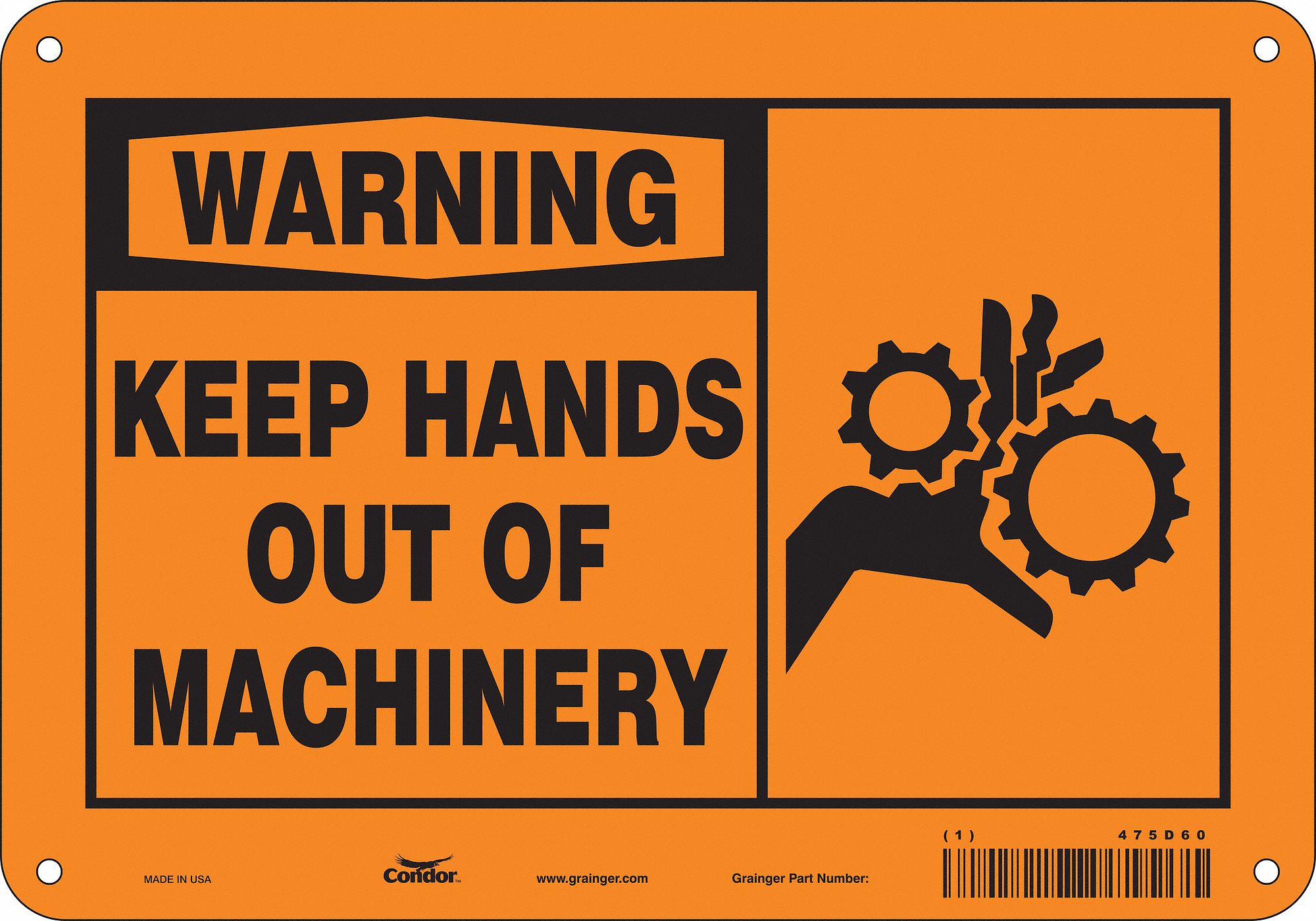 Safety Sign: Aluminum, Mounting Holes Sign Mounting, 7 in x 10 in Nominal Sign Size, 0.032 in Thick