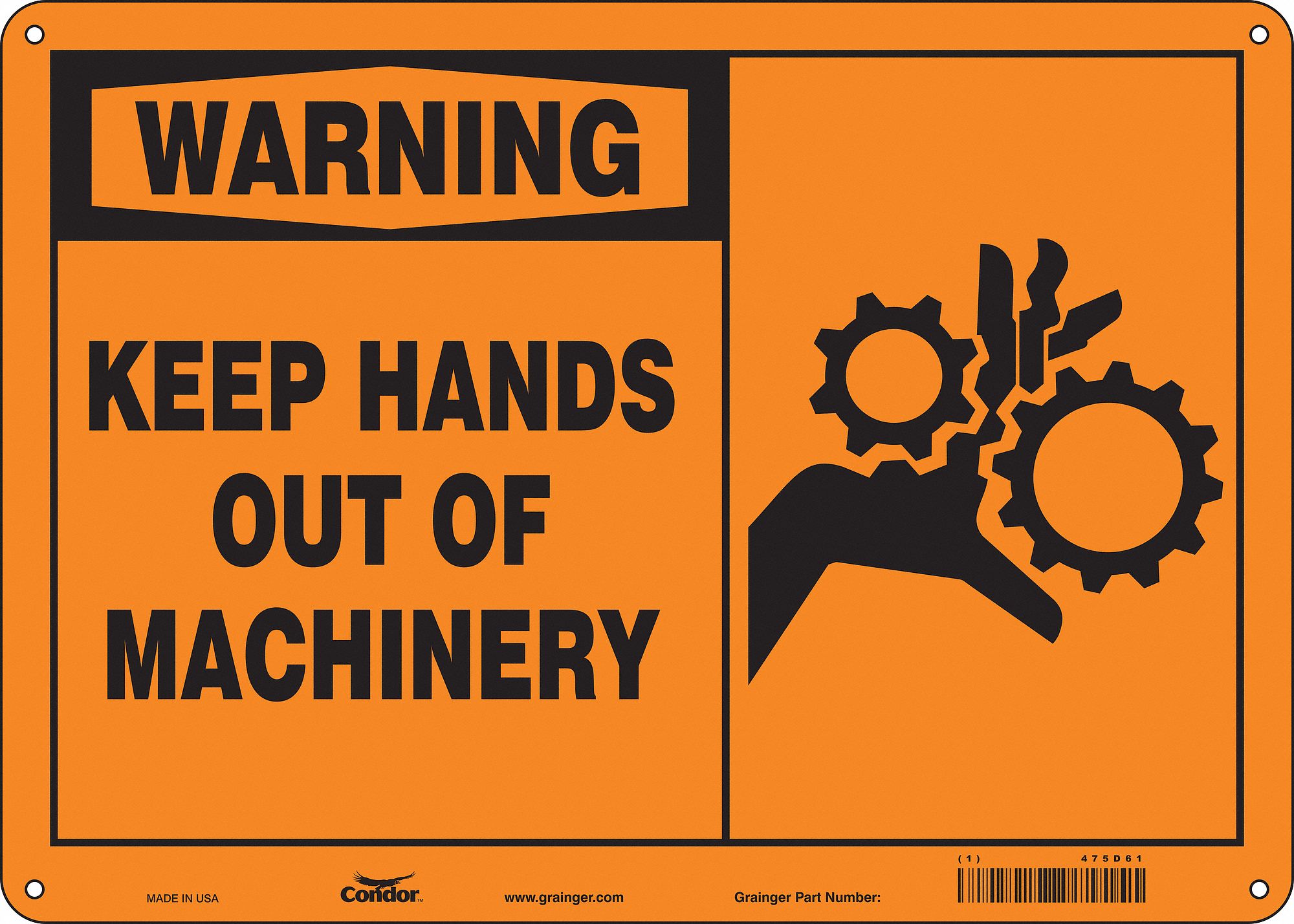Safety Sign: Aluminum, Mounting Holes Sign Mounting, 10 in x 14 in Nominal Sign Size, 0.032 in Thick