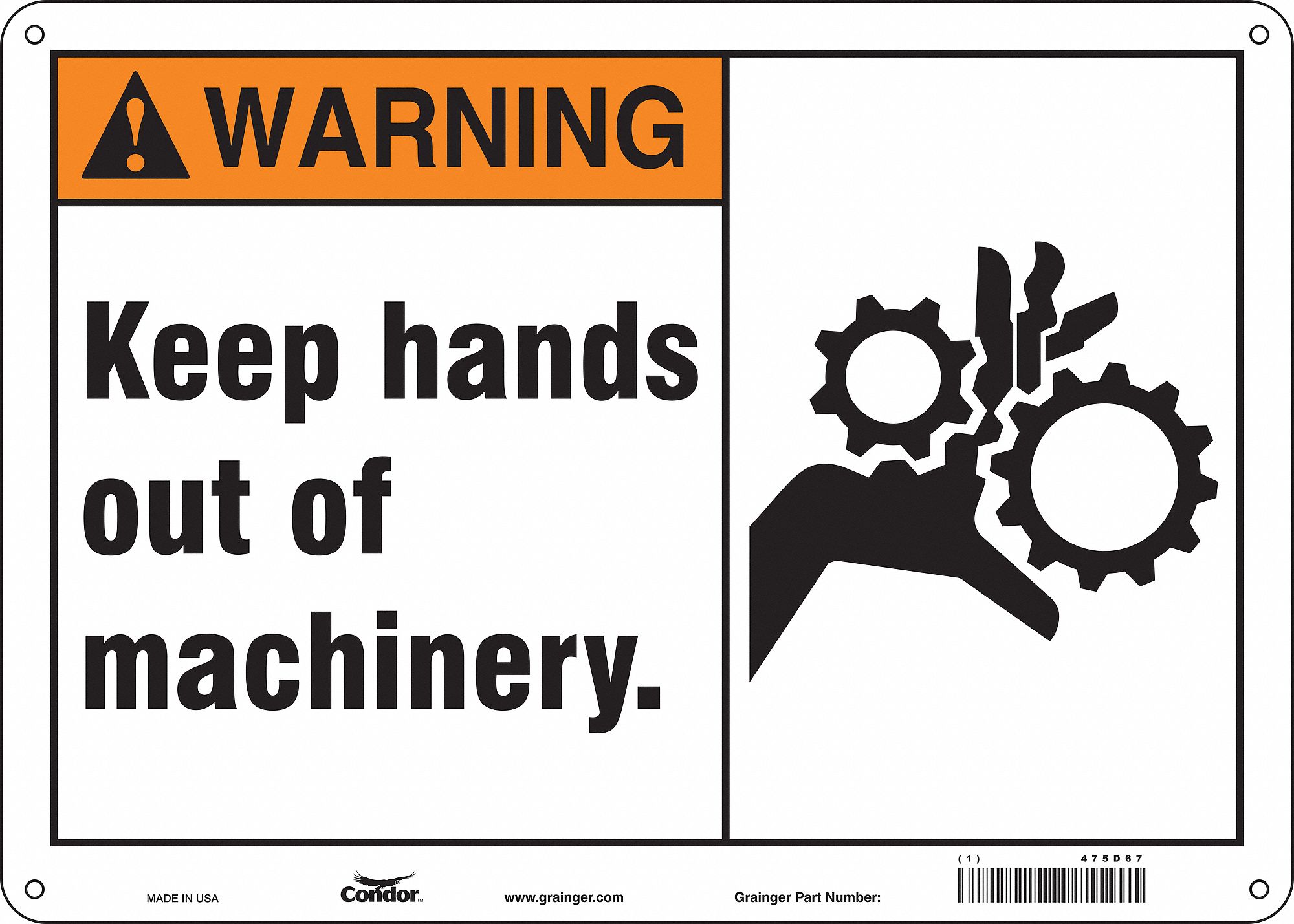 Safety Sign: Aluminum, Mounting Holes Sign Mounting, 10 in x 14 in Nominal Sign Size, 0.032 in Thick