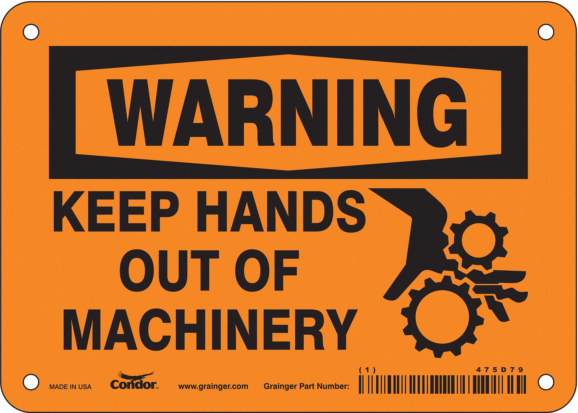 Safety Sign: Polyethylene, Mounting Holes Sign Mounting, 5 in x 7 in Nominal Sign Size, Warning
