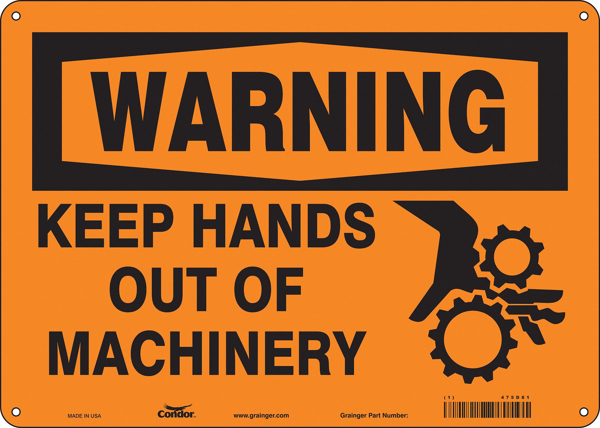 Safety Sign: Polyethylene, Mounting Holes Sign Mounting, 10 in x 14 in Nominal Sign Size, Warning