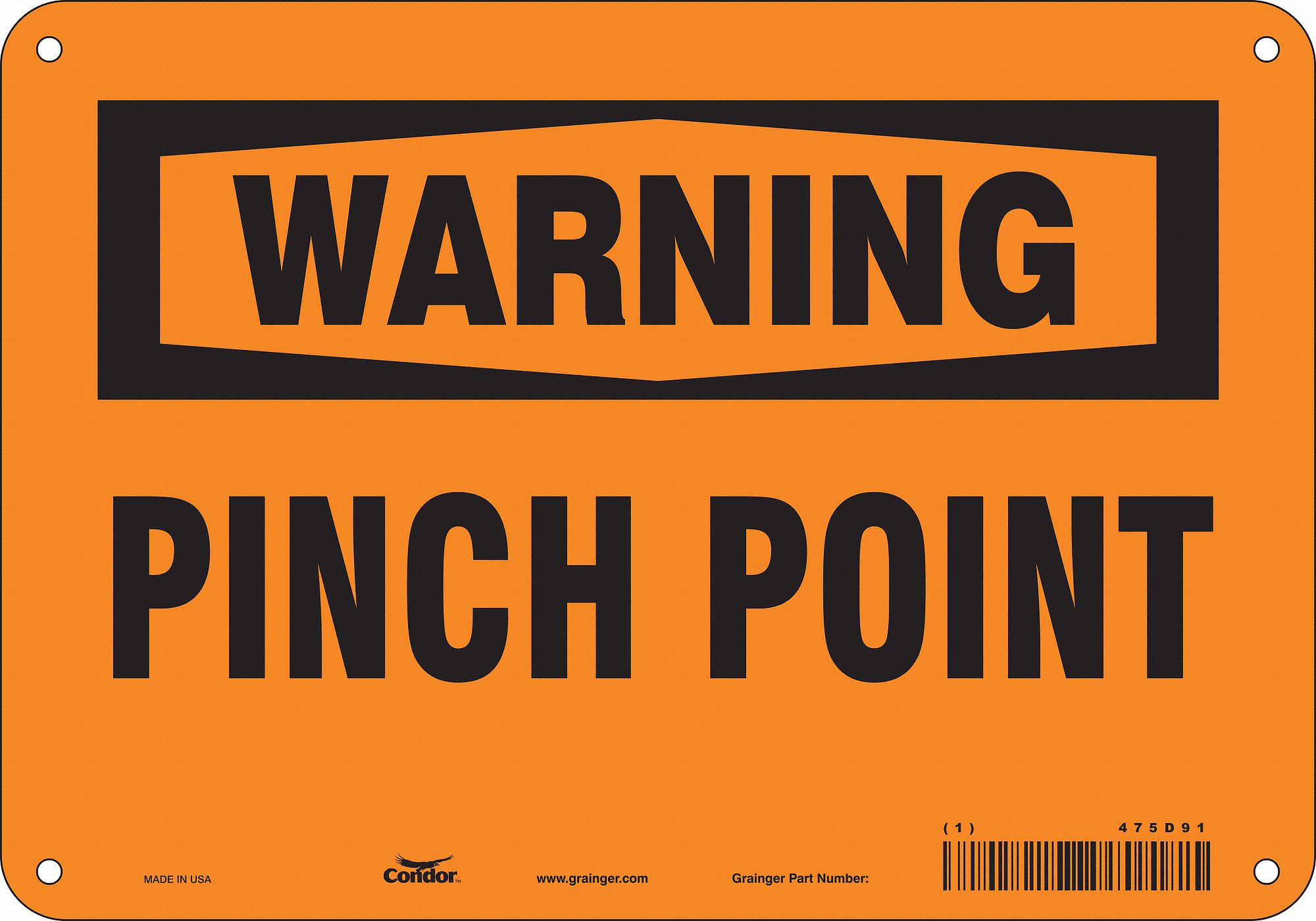 Safety Sign: Aluminum, Mounting Holes Sign Mounting, 7 in x 10 in Nominal Sign Size, 0.032 in Thick