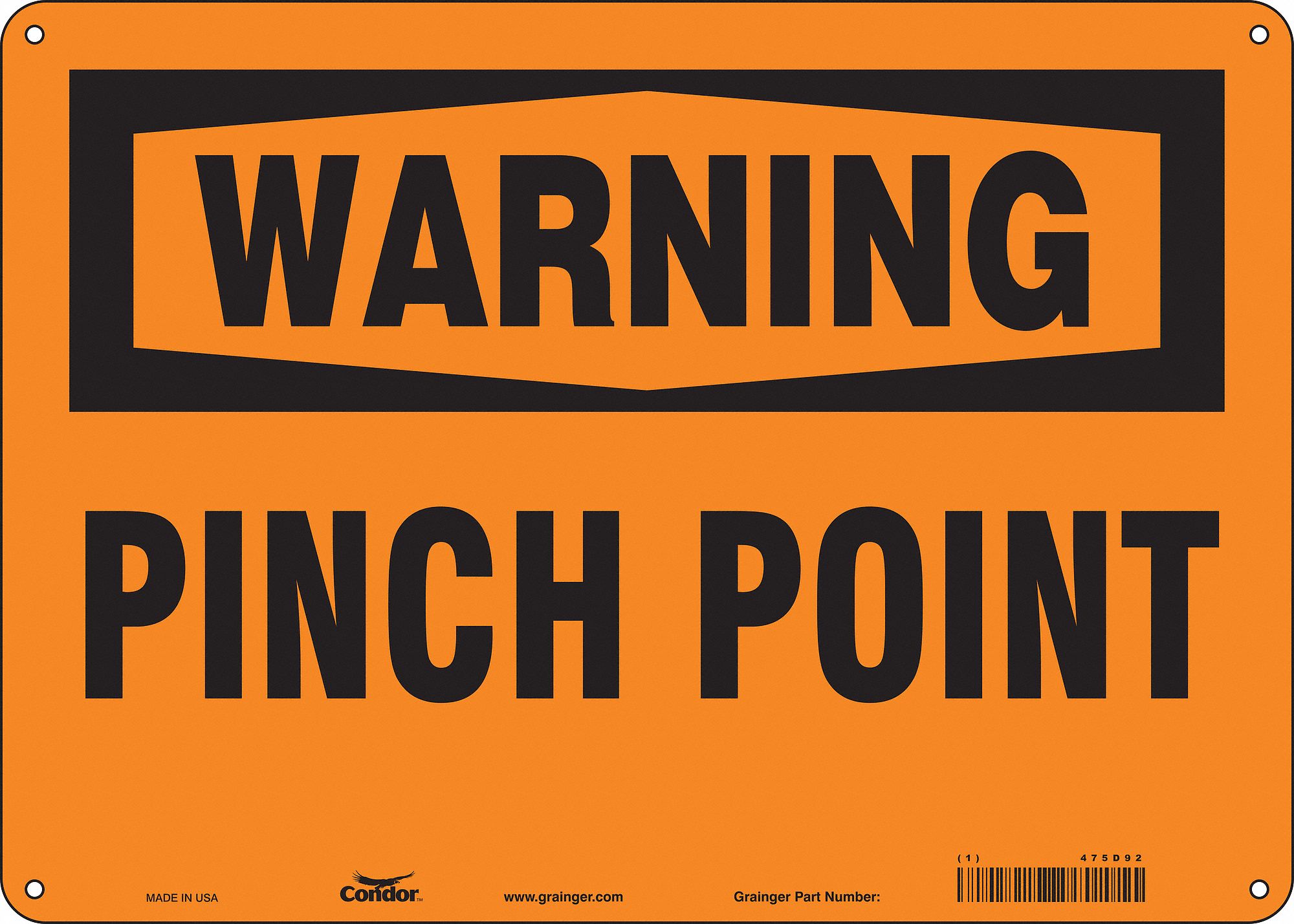 Safety Sign: Aluminum, Mounting Holes Sign Mounting, 10 in x 14 in Nominal Sign Size, 0.032 in Thick