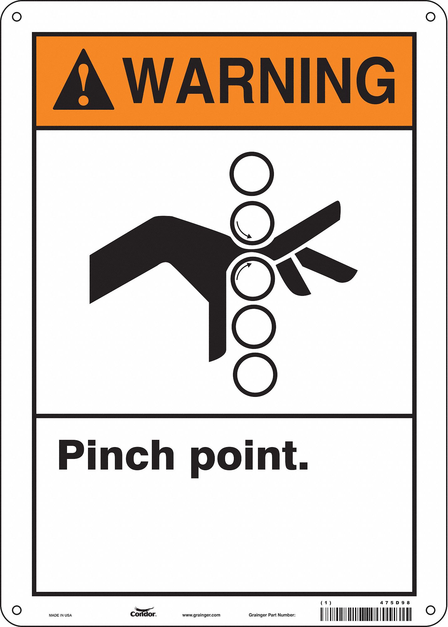 Safety Sign: Aluminum, Mounting Holes Sign Mounting, 14 in x 10 in Nominal Sign Size, 0.032 in Thick