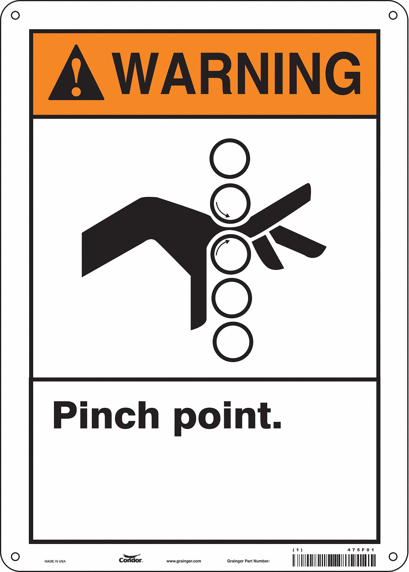 Safety Sign: Polyethylene, Mounting Holes Sign Mounting, 14 in x 10 in Nominal Sign Size, Warning