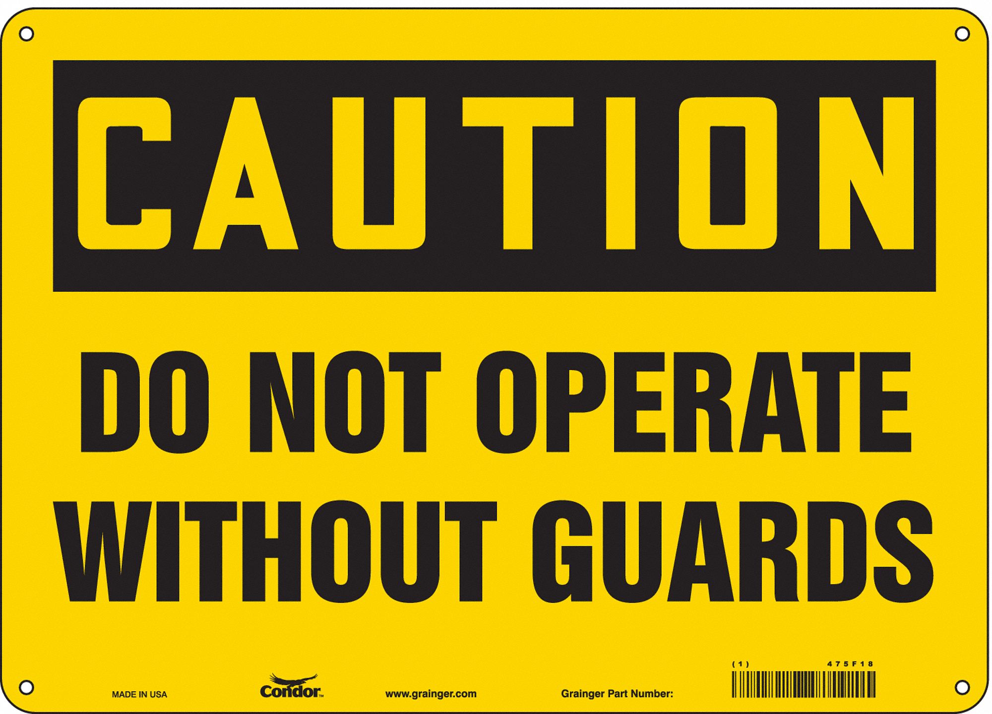 Safety Sign: Aluminum, Mounting Holes Sign Mounting, 10 in x 14 in Nominal Sign Size, 0.032 in Thick