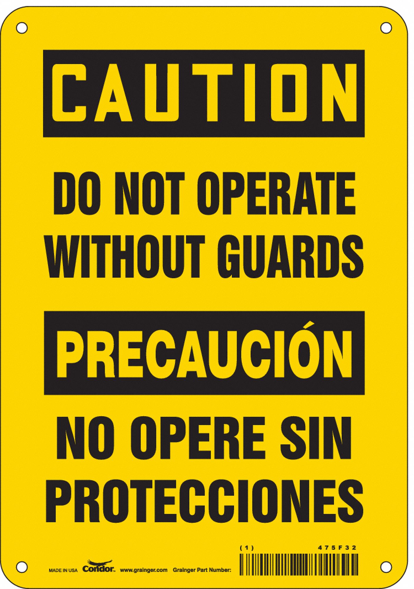 Safety Sign: Aluminum, Mounting Holes Sign Mounting, 10 in x 7 in Nominal Sign Size, 0.032 in Thick