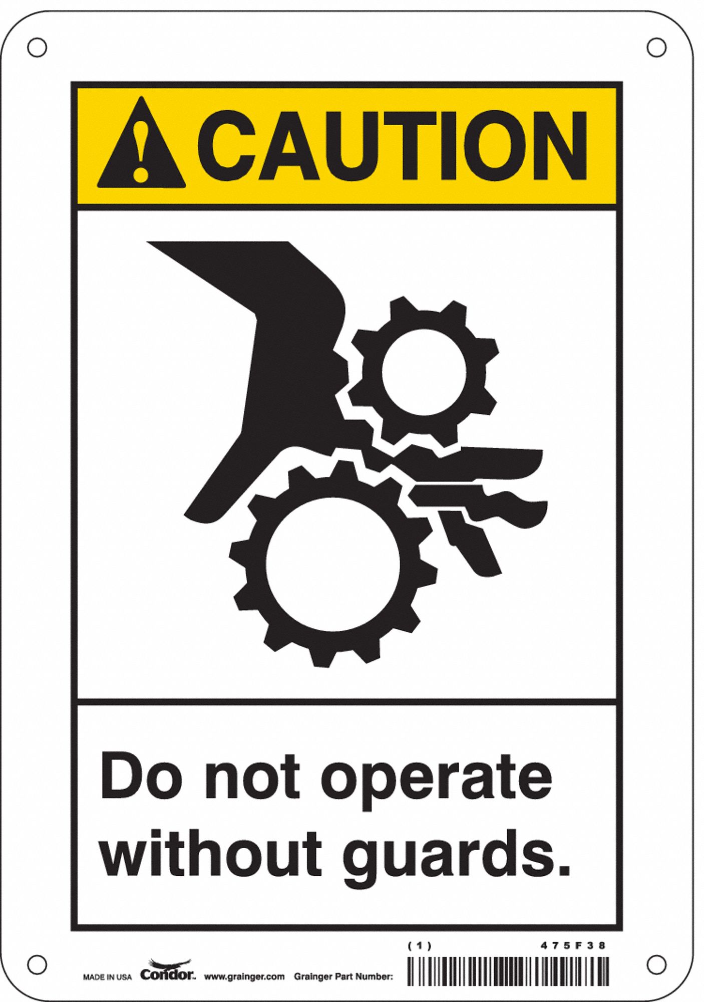 Safety Sign: Aluminum, Mounting Holes Sign Mounting, 10 in x 7 in Nominal Sign Size, 0.032 in Thick