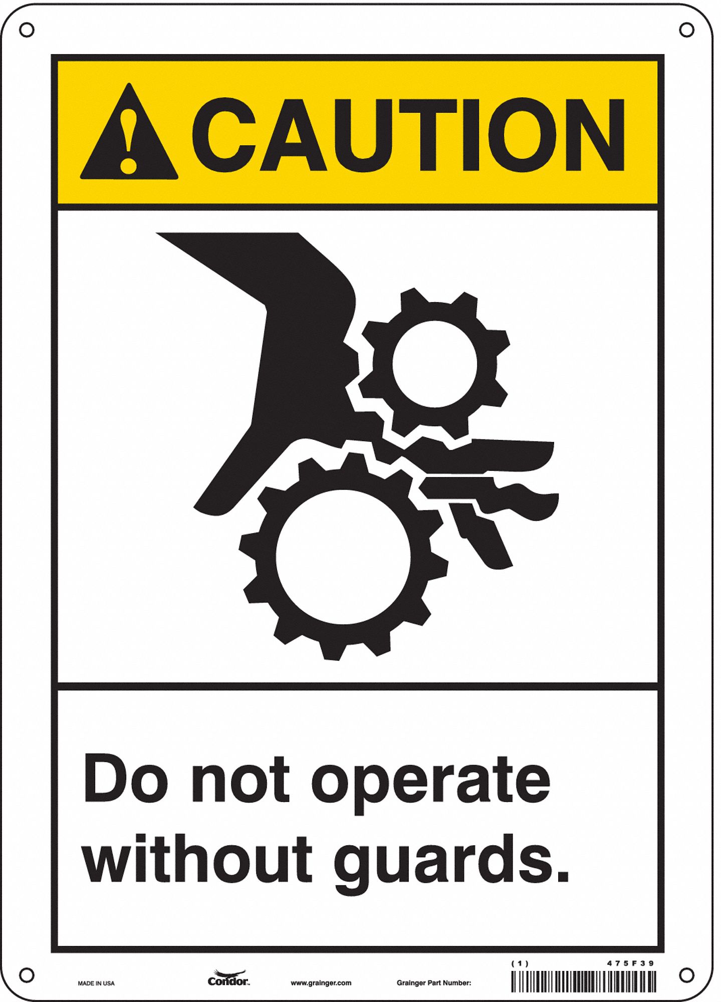Safety Sign: Aluminum, Mounting Holes Sign Mounting, 14 in x 10 in Nominal Sign Size, 0.032 in Thick